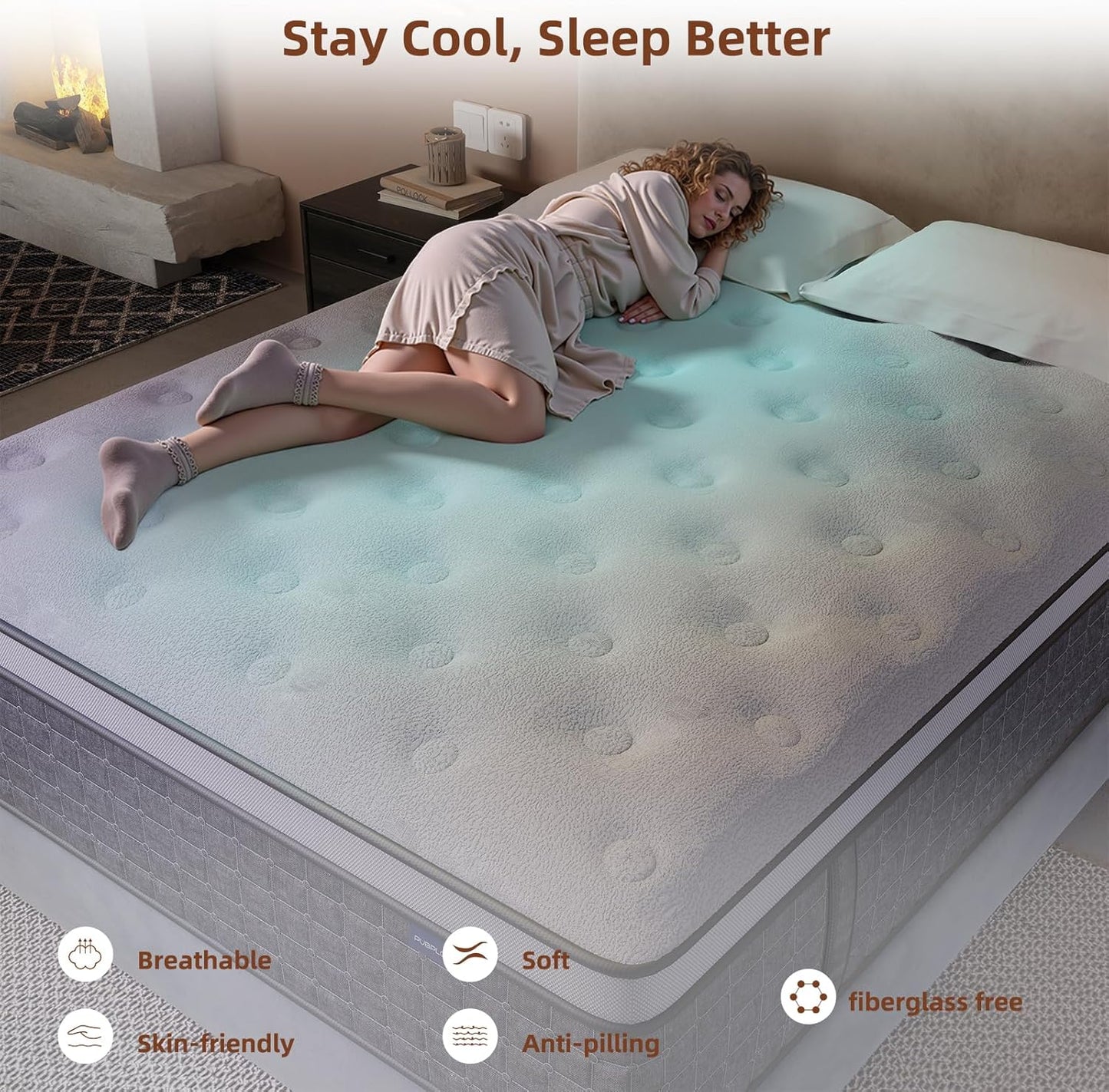 Mattress King Size, Medium Firm 14 Inch Mattresses with Extra Lumbar & Shoulder Support, Hybrid Mattress King with Gel Memory Foam Pain Relief - Fiberglass Free - No Odor - 365 Night Trial