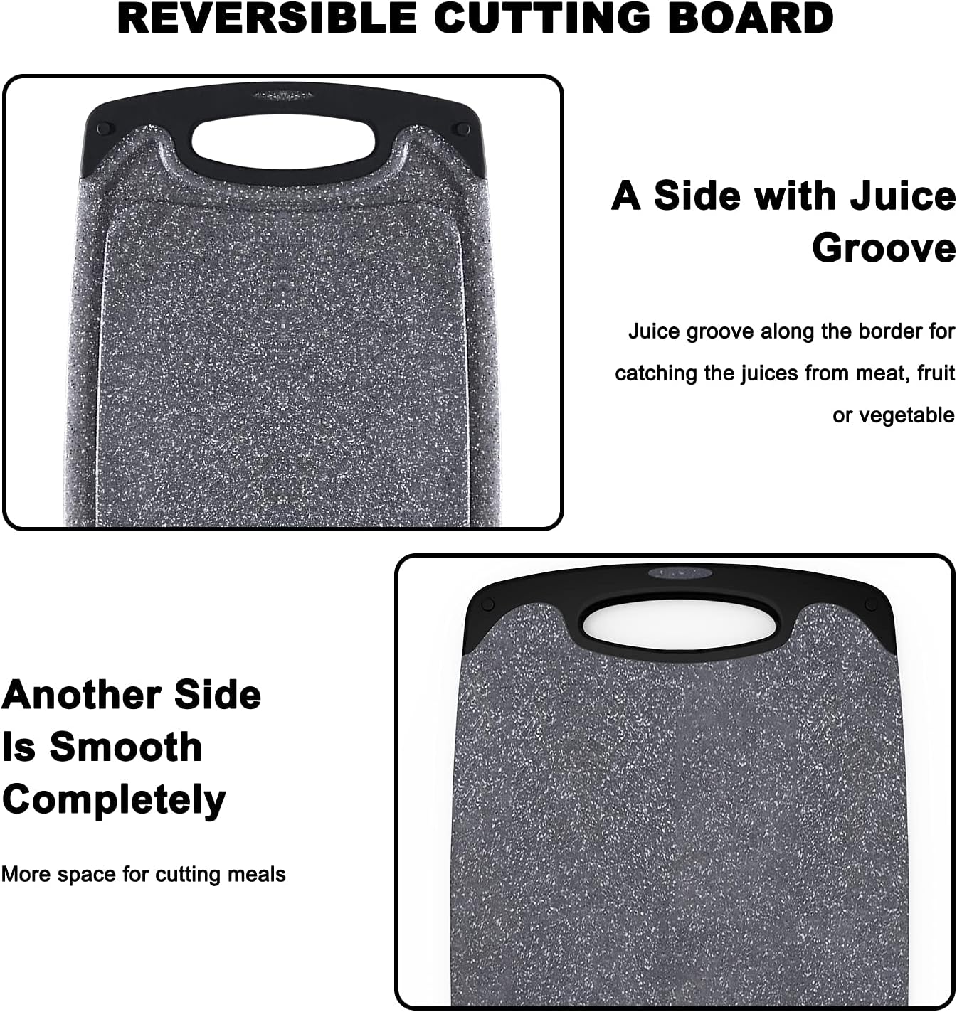 Cutting Boards for Kitchen, Large-Small Cutting Board Set of 3, Dishwasher Safe, Juice Groove, Easy Grip Handle, Non-Slip Rubber Cutting Board