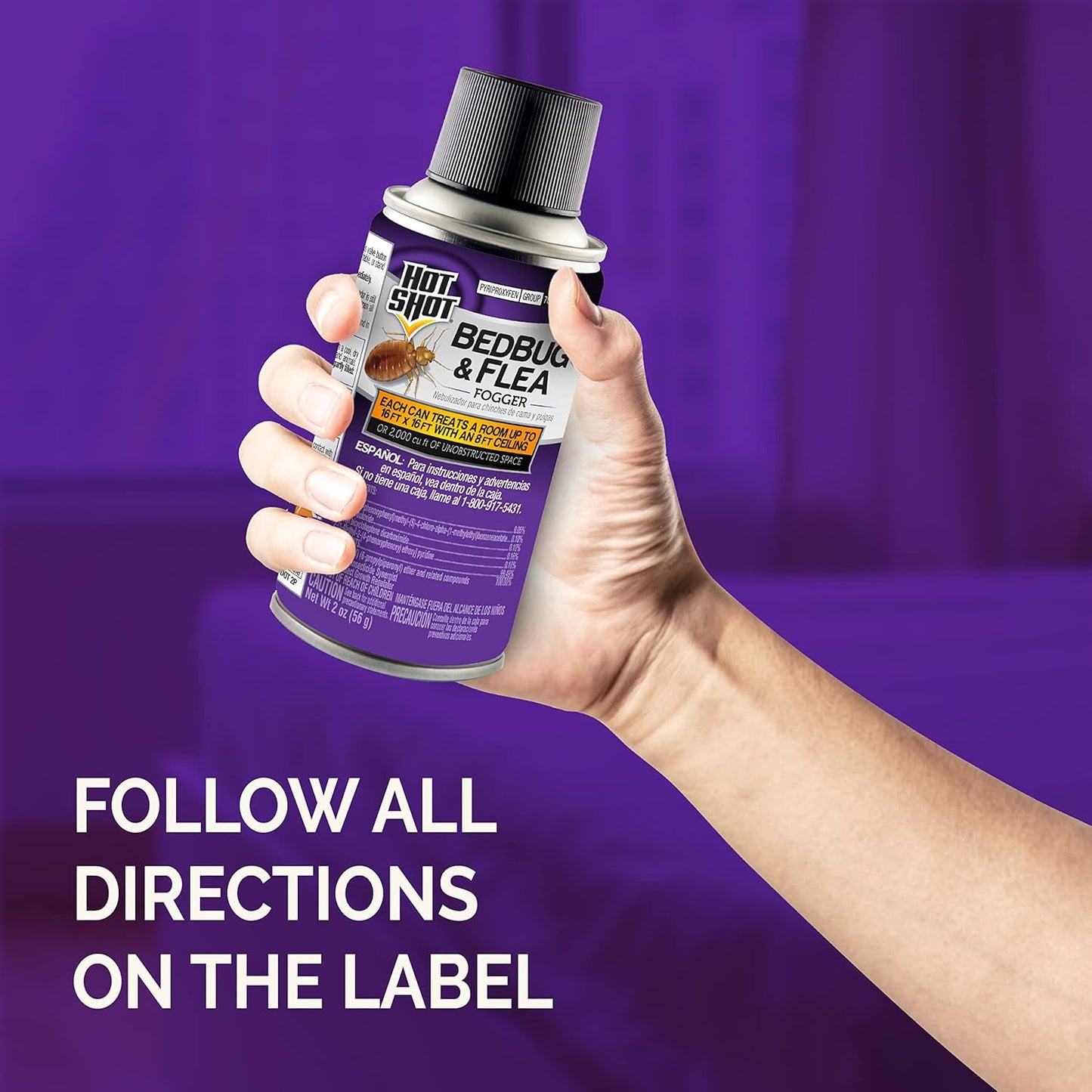 Hot Shot BedBug And Flea Fogger 3 Count-2 Ounce Cans, With Nylar, Inhibits Flea Reinfestation