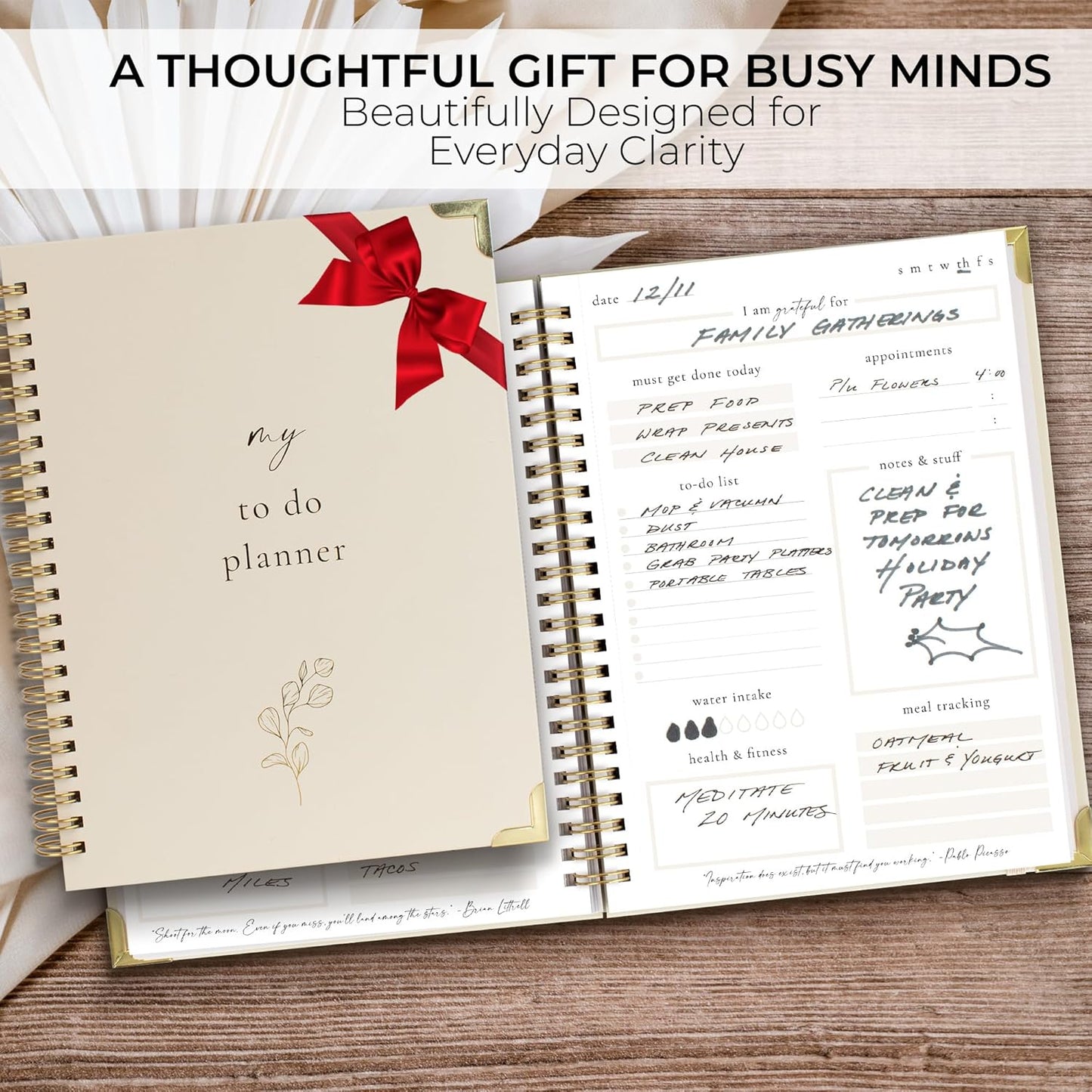 Beautiful To Do List Notebook - Aesthetic Daily Planner to Easily Organize Your Tasks And Boost Productivity - Stylish Undated ADHD Planner Gift and The Perfect School or Office Supplies For Women