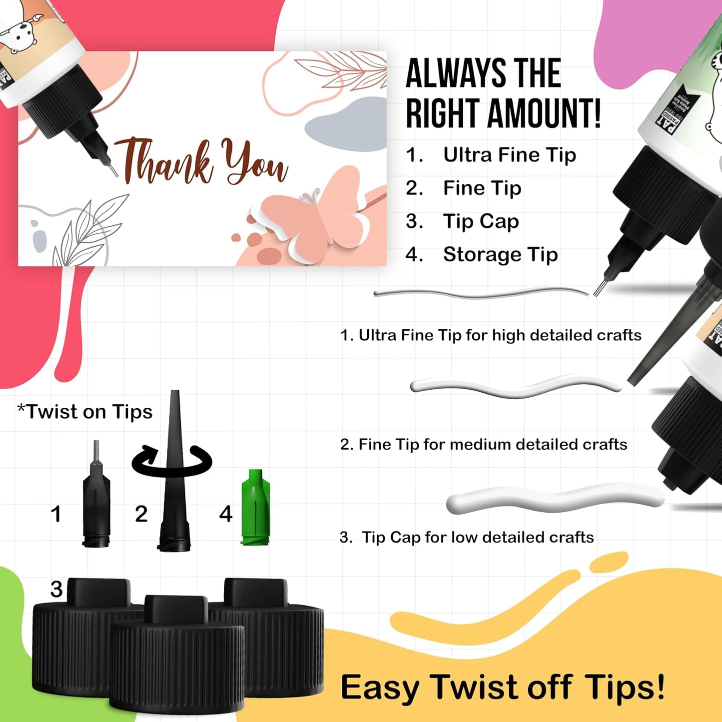 Bearly Art Precision Craft Glue - The Mini - 2fl oz with Tip Kit - Acid Free Archival - Strong Hold Adhesive - Ideal for Fine Paper Crafting Scrapbooking and Card Making - Made in USA