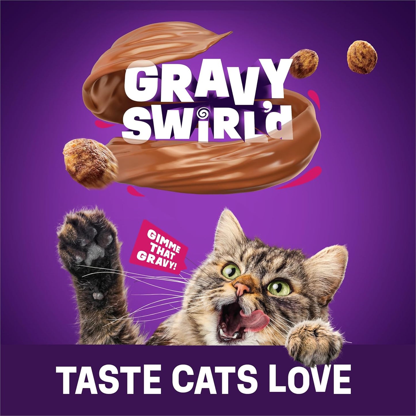 Purina Friskies Dry Cat Food Gravy Swirl'd With Flavors of Chicken, Salmon and Gravy - 3.15 lb. Bag