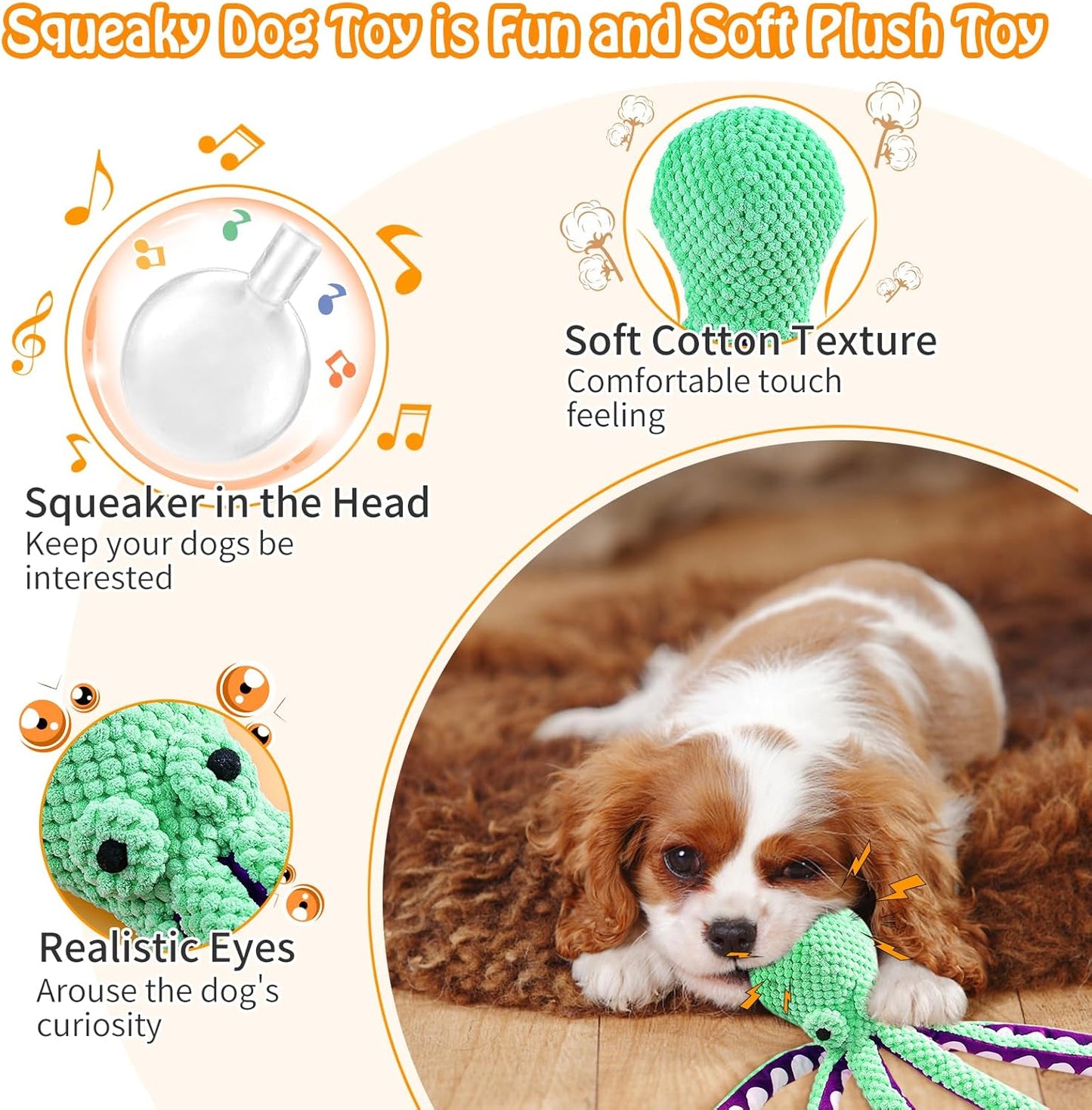 Large Squeaky Dog Toys- Plush Dog Toys with Soft Fabric for Small, Medium, and Large Dogs Daily Companionship, Training Reward Gift