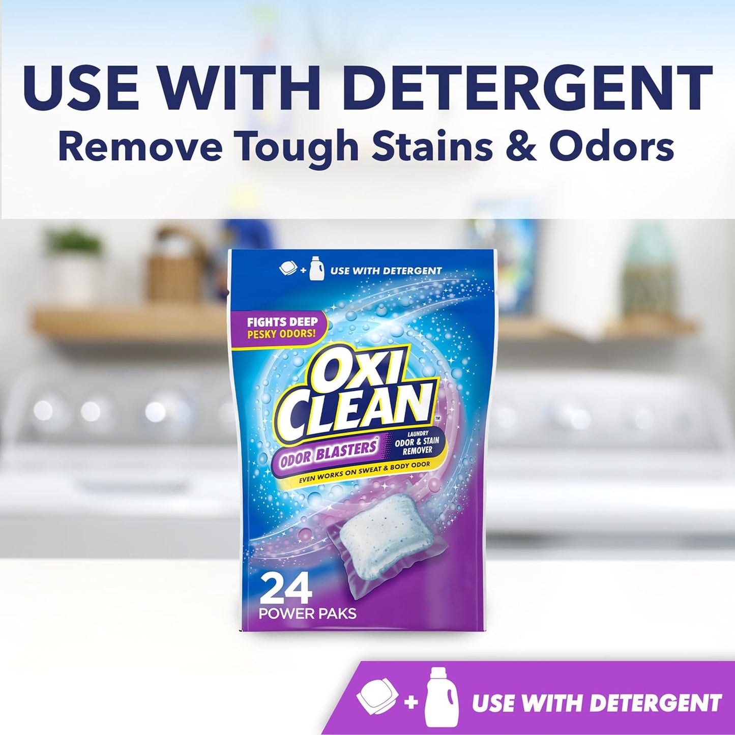 OxiClean Odor Blasters Odor and Stain Remover Laundry Power Paks, 24 Ct
