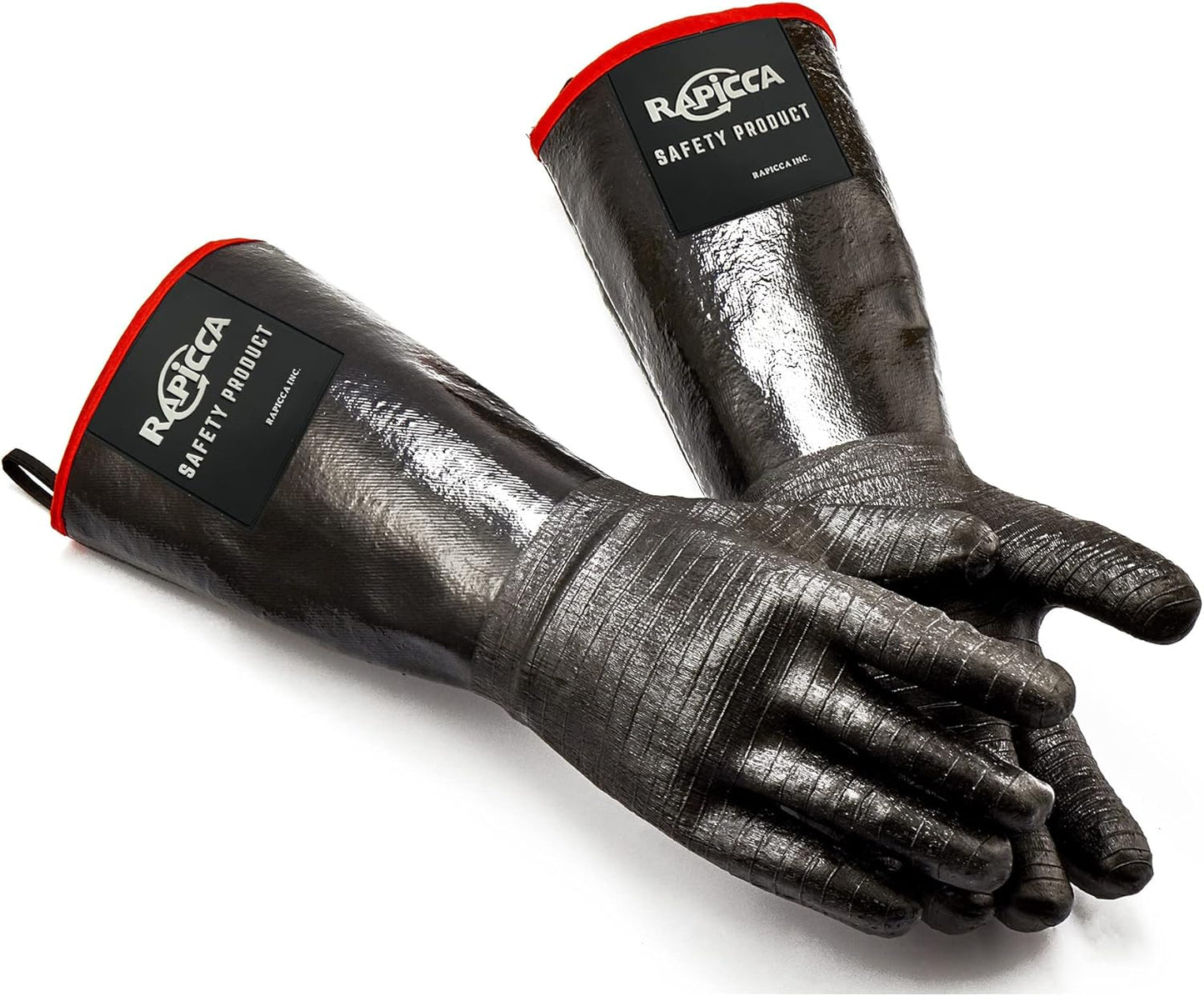 RAPICCA 932°F Heat Resistant BBQ Grill Gloves: Oil Resistant Waterproof for Smoking Grilling Cooking Barbecue Deep Frying Turkey Rotisserie Handling Hot Greasy Meat Stocking Stuffers - Long Sleeve
