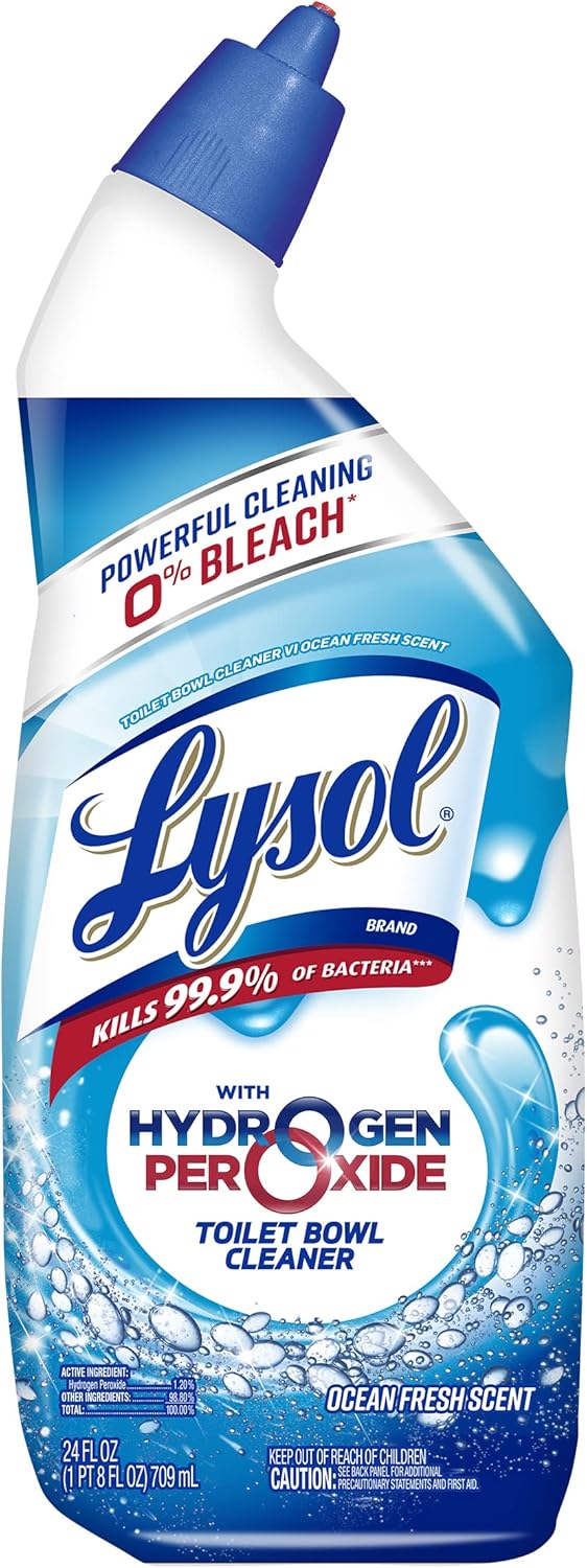 Lysol Toilet Bowl Cleaner Gel, for Cleaning and Disinfecting, Bleach Free, Ocean Fresh Scent, 24oz