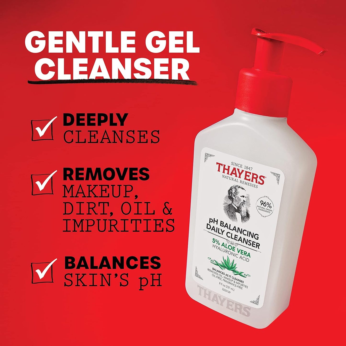 THAYERS pH Balancing Daily Cleanser, Face Wash with Aloe Vera 8 FL Oz. - Cart Shape