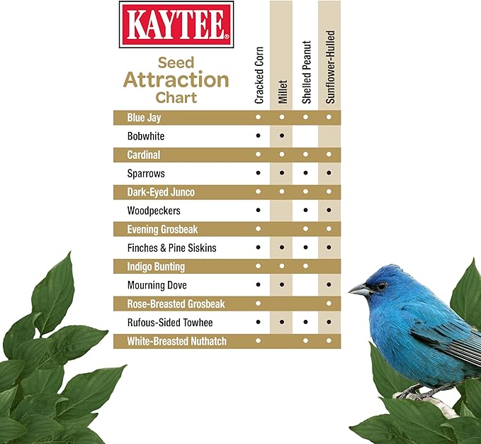 Kaytee Wild Bird (No Mess or Waste Free) Food Seed Blend For Blue Jays, Woodpeckers, Juncos, Cardinals, Grosbeaks, Sparrows, and Finches, 10 Pound, (Packaging May Vary)