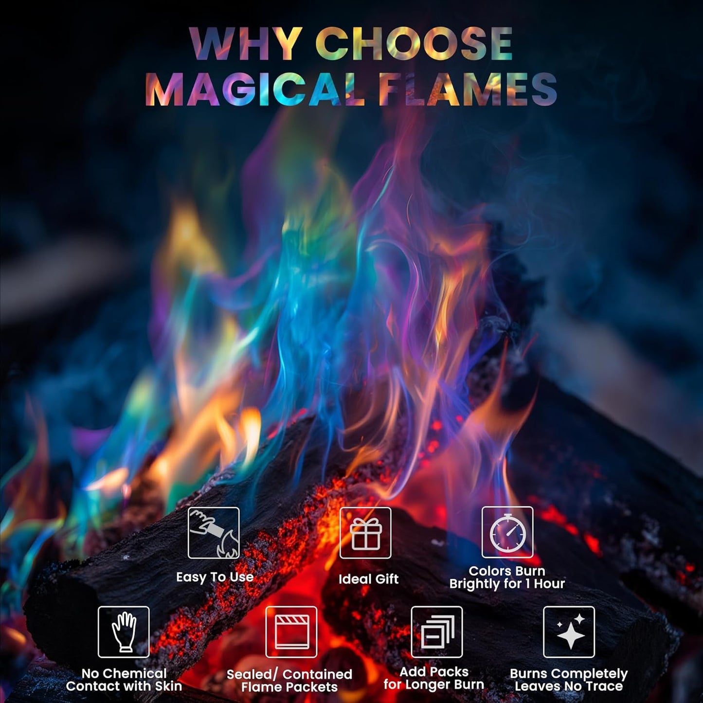Magical Flames Fire Color Changing Packets Fire Pit (25 Pack), Fire Color Packets for Camping Essentials, Campfire, Bonfire & Fireplaces, Campfire Accessories