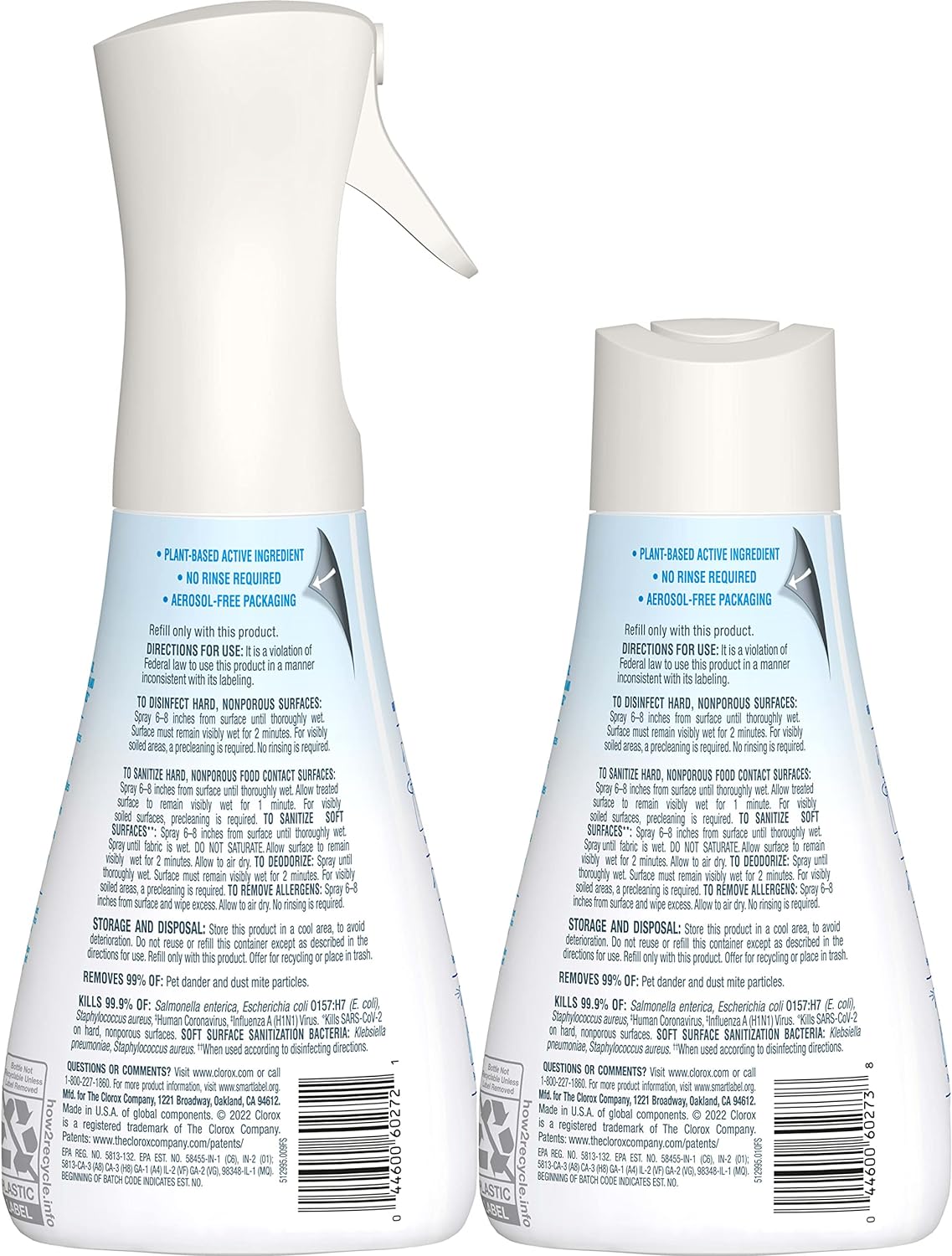 Clorox Free & Clear Disinfecting Mist, Household Essentials, 1 Spray Bottle and 1 Refill, 14 Fl Oz Each