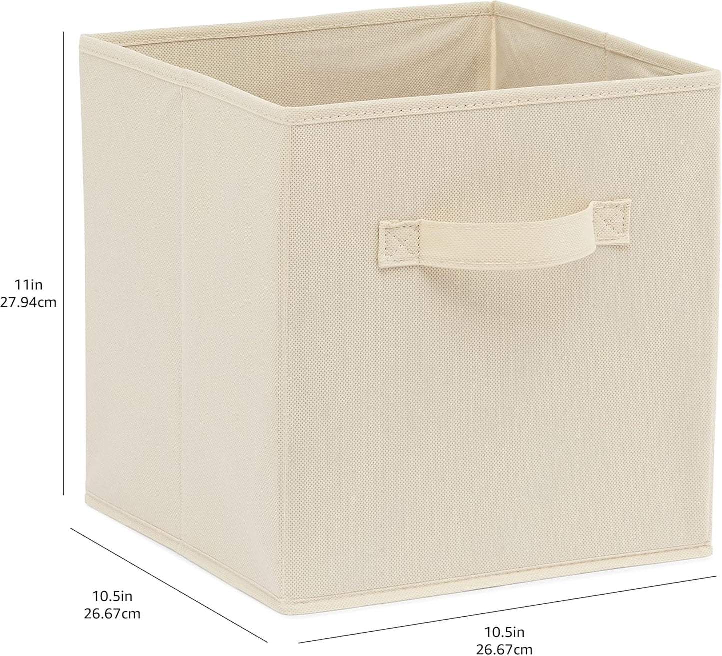 Basics 6-Pack Collapsible Fabric Storage Cubes with Handles – Durable Cloth Bins for Closet, Shelf, or Cube Organizer, Beige