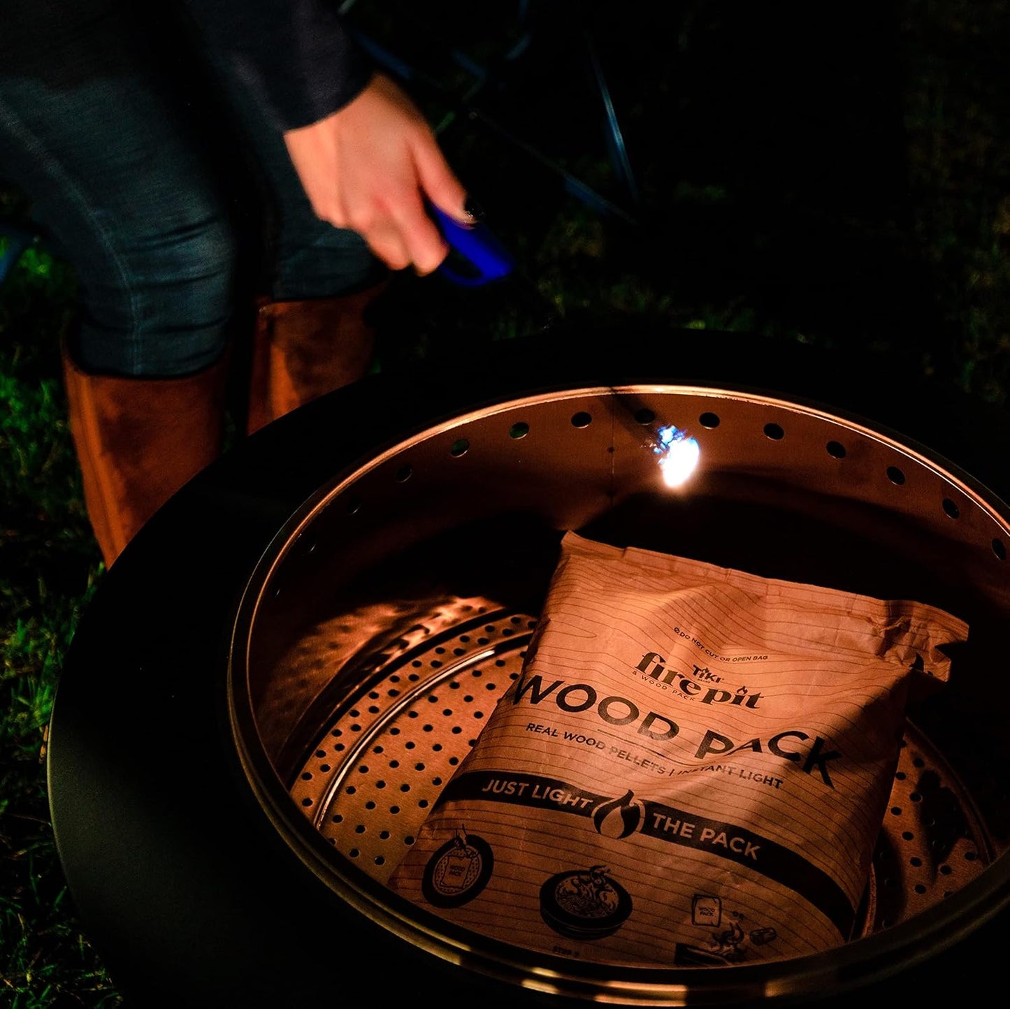 Wood Pack – 4-Pack Wood Pellets for Smokeless Fire Pits, Easy-to-Use Fire Pit Fuel for Outdoor Heating & Camping, 30+ Minute Burn Time, Made in The USA