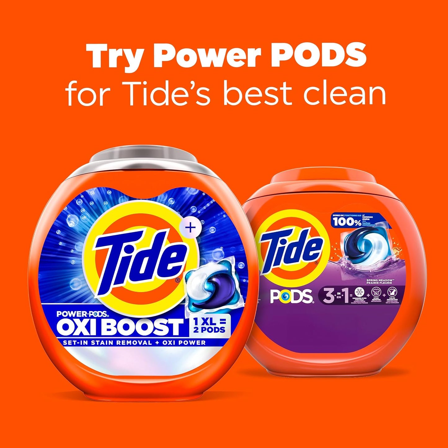 Tide PODS Liquid Laundry Detergent Soap Pacs, HE Compatible, Powerful 3-in-1 Clean in one Step, Built in Stain Removers, Spring Meadow Scent, 76 Count