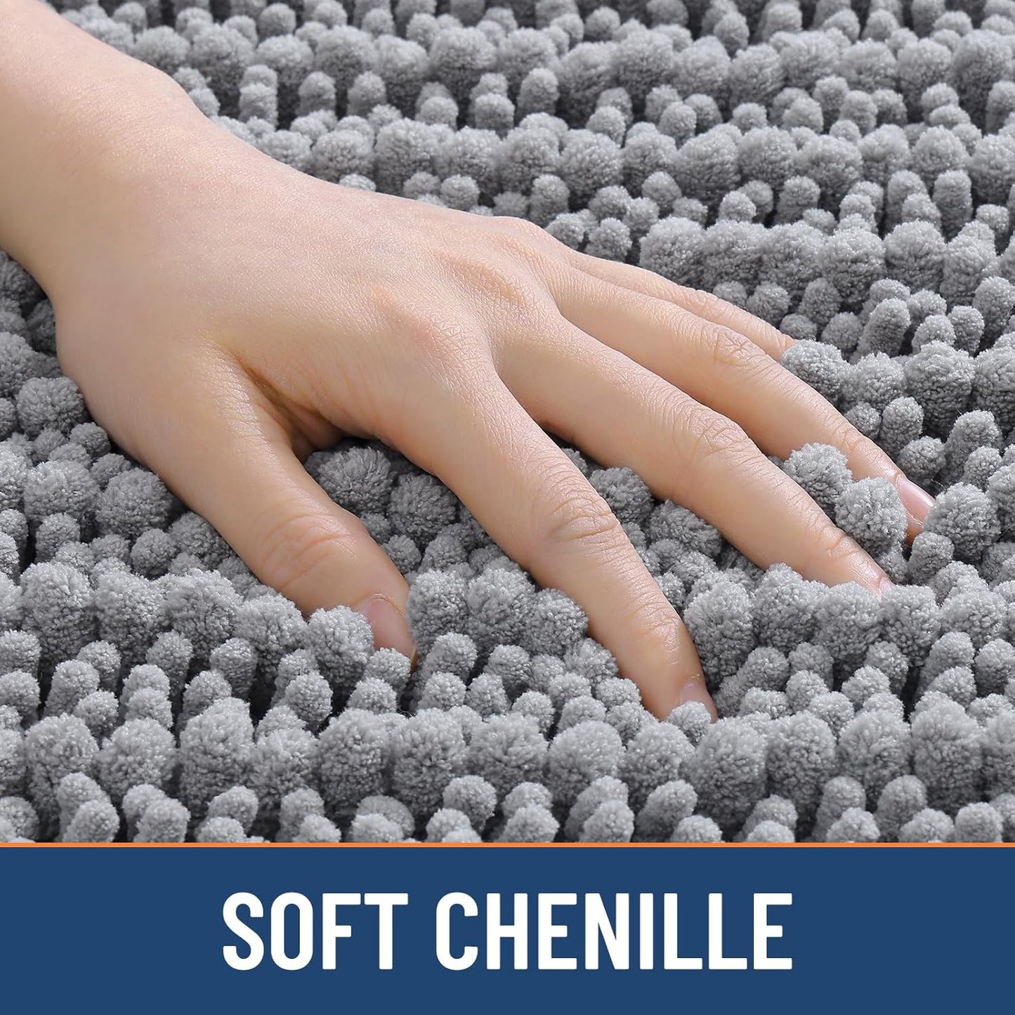 Smiry Bathroom Rugs Mat 30x20, Extra Soft Absorbent Chenille Bath Rugs, Non Slip Rubber Backing Machine Washable Quick Dry Bath Mats for Bathroom Floor, Tub, Shower, Home Decor Accessories, Grey