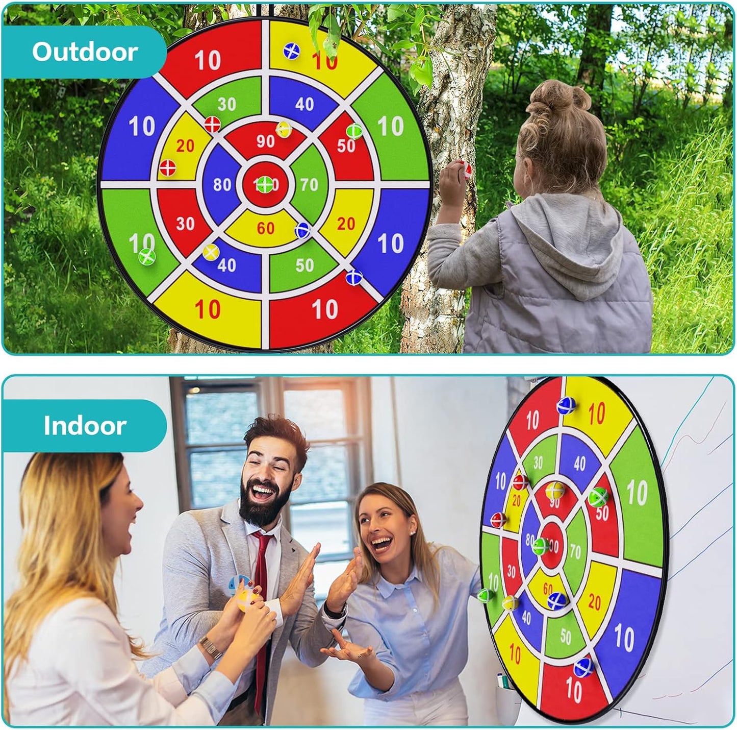 BooTaa 29" Large Dart Board for Kids, Kids Dart Board with Sticky Balls, Boys Toys, Indoor/Sport Outdoor Fun Party Play Game Toys, Birthday Gifts for 3 4 5 6 7 8 9 10 11 12 Year Old Boys Girls