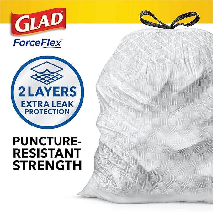 Glad ForceFlex Tall Kitchen Trash Bags, 13 Gal, Gain Original with Febreze, 110 Ct (Pack May Vary)