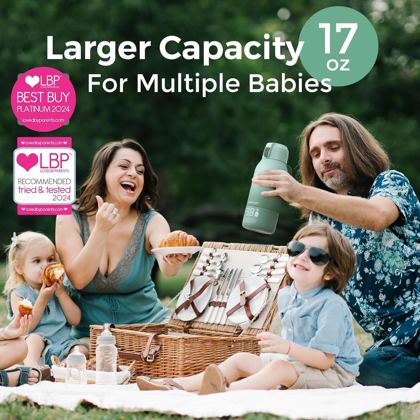 Momcozy Portable Bottle Warmer – Dual Heating for Breast Milk & Water, Fast & Wireless, 17oz Capacity, Travel-Ready