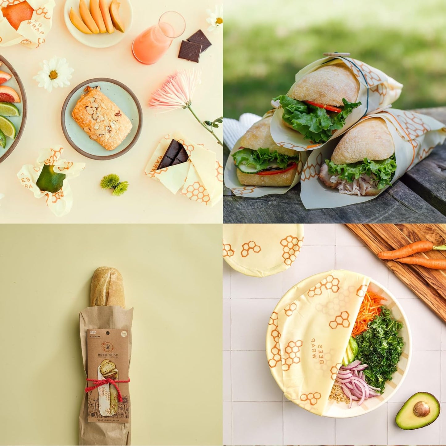 Bee's Wrap Beeswax Wraps for Food - Bread Wrap - Made in USA Reusable Bread Storage Bags - Organic & Eco-Friendly Alternative to Aluminum Foil, Sourdough Bags & Plastic Wrap, Honeycomb