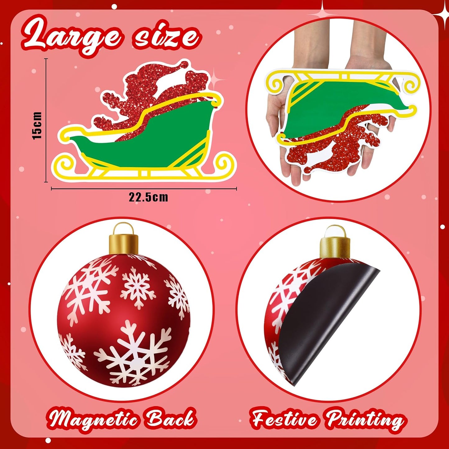 45PCS Christmas Garage Door Decorations Magnets - Believe Santa Reindeer Xmas Holiday Refrigerator Fridge Kitchen Decor