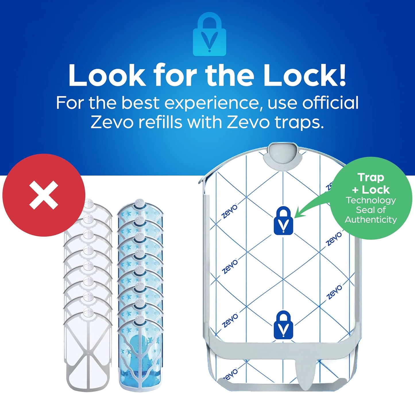 Zevo Flying Insect Trap Refill - for The Zevo MAX & Standard Indoor Fly Trap - Catch Gnats, House & Fruit Flies - Easy to Use - Mess-Free Disposal (4 Refill Cartridges)