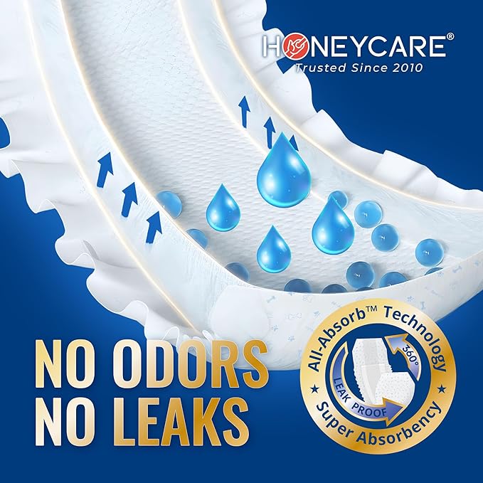 HONEY CARE All-Absorb A26 Male Dog Wrap, 50 Count, Small