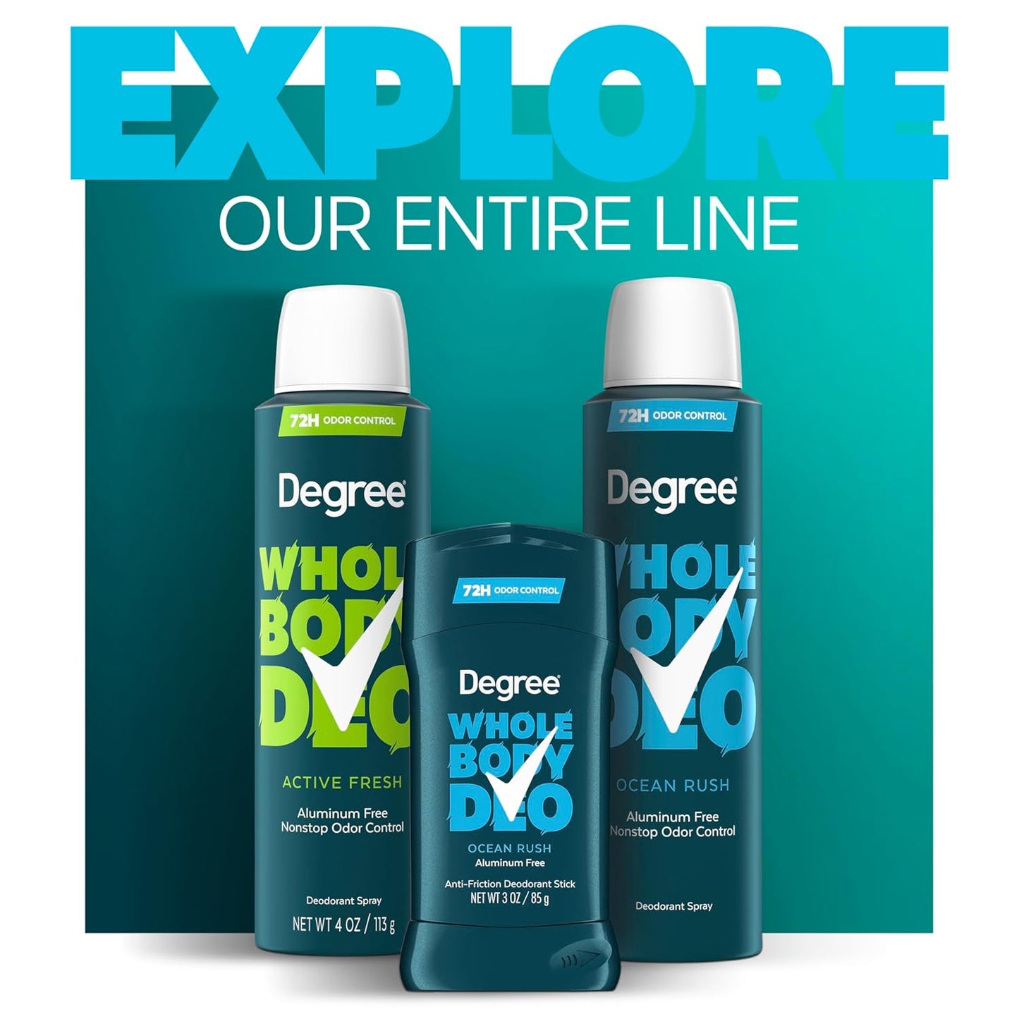 Degree Men Whole Body Deodorant Spray for Men, Ocean Rush Scent, Aluminum Free 72H Odor Protection 4 oz