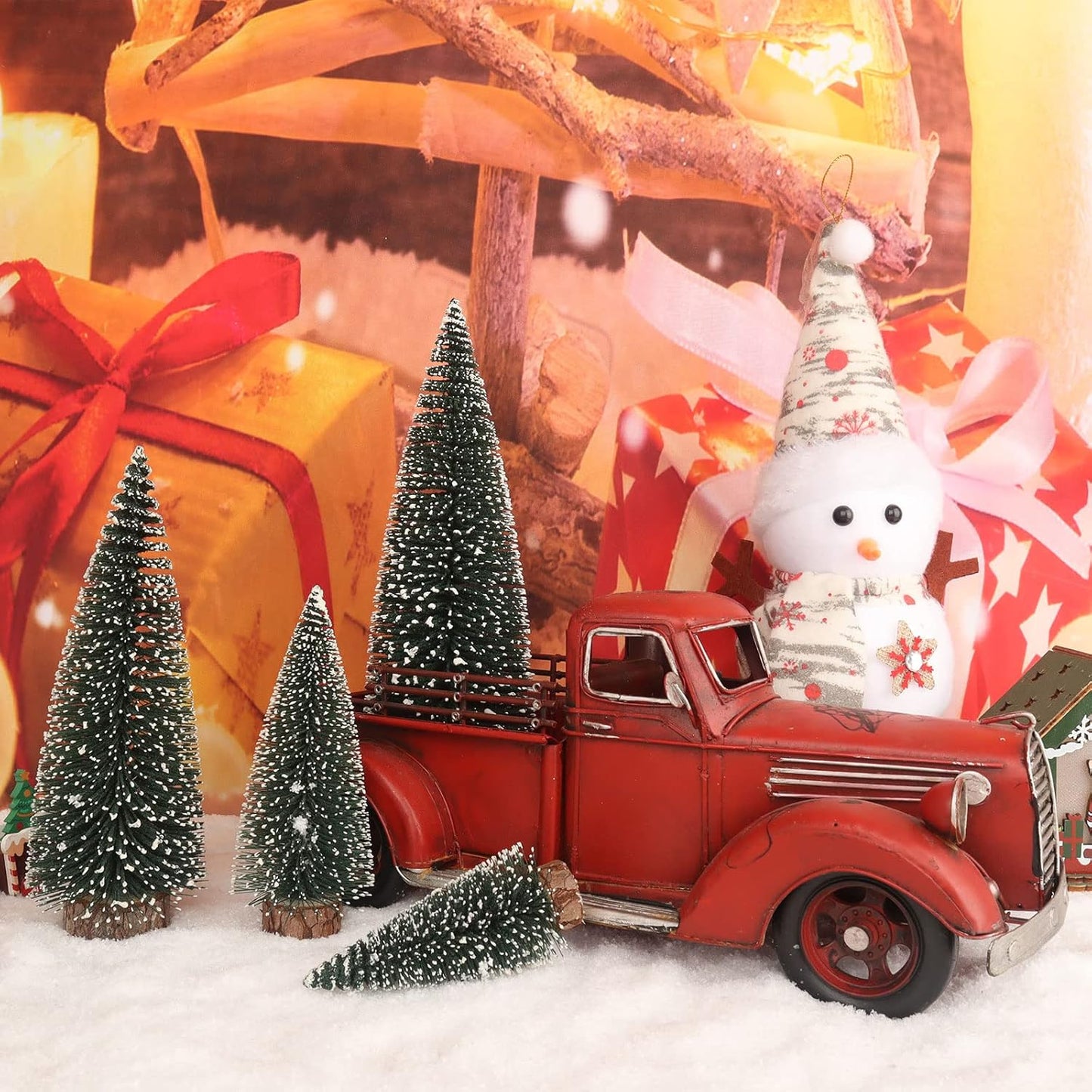 Desktop Miniature Pine Tree Tabletop Christmas Tree Small Pine Tree Decor Christmas Tree Toppers (Green 4pcs)