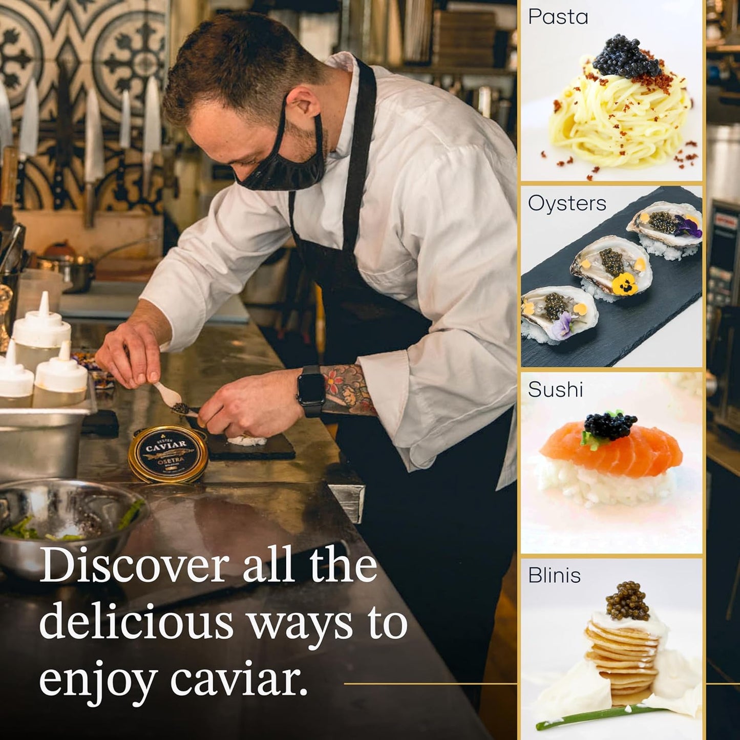 OVERNIGHT GUARANTEED, Bester’s Royal Beluga Hybrid Caviar Gift Set - Rated Best Black Caviar in the World, 1oz (28G) Glass Jar with Free Blinis, Spoons, Gift Set (Huso huso x baerii)