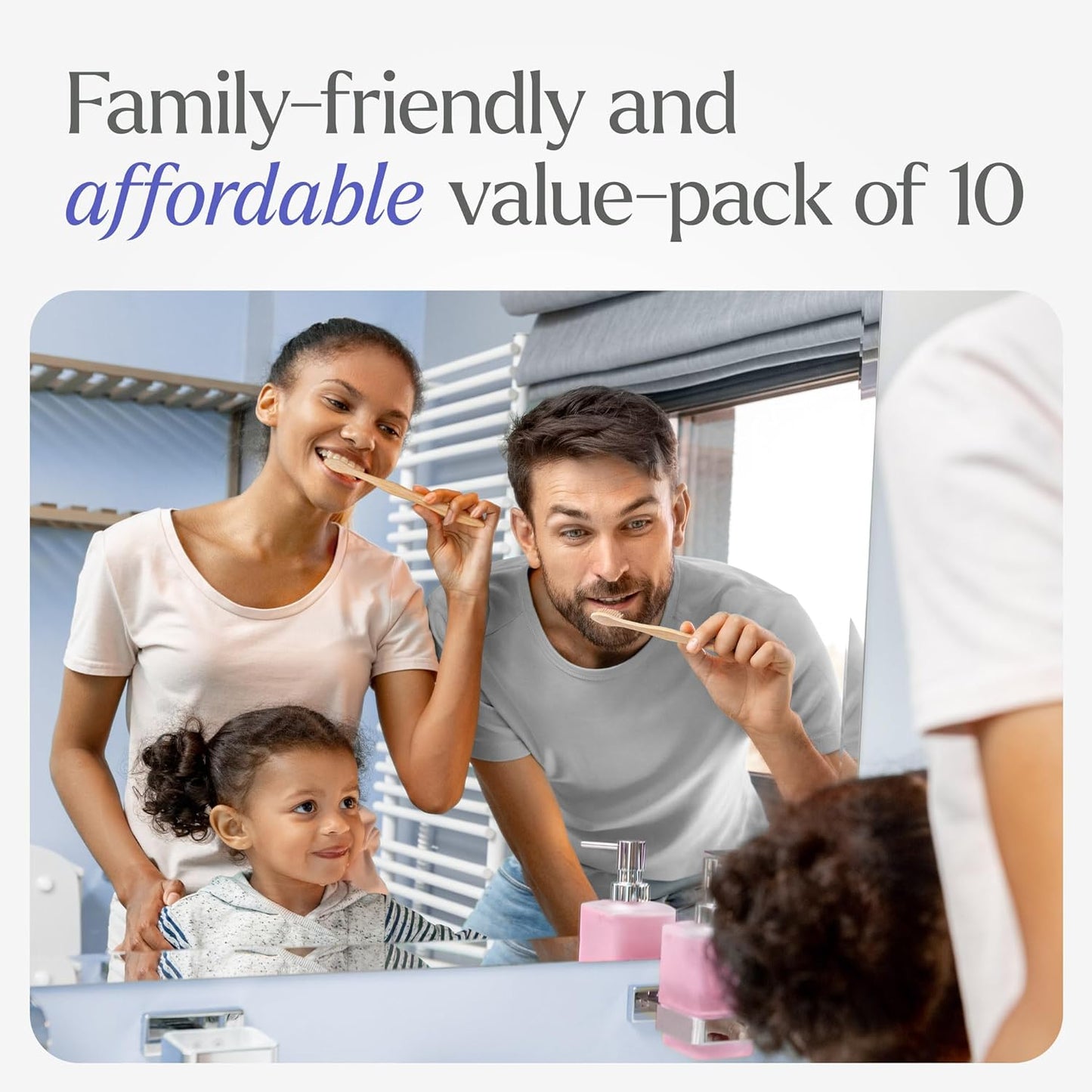 Bamboo Toothbrushes Medium Bristles 10 Pack - BPA Free Medium Bristles Toothbrushes for Adults - Eco-Friendly, Natural Wooden Toothbrush