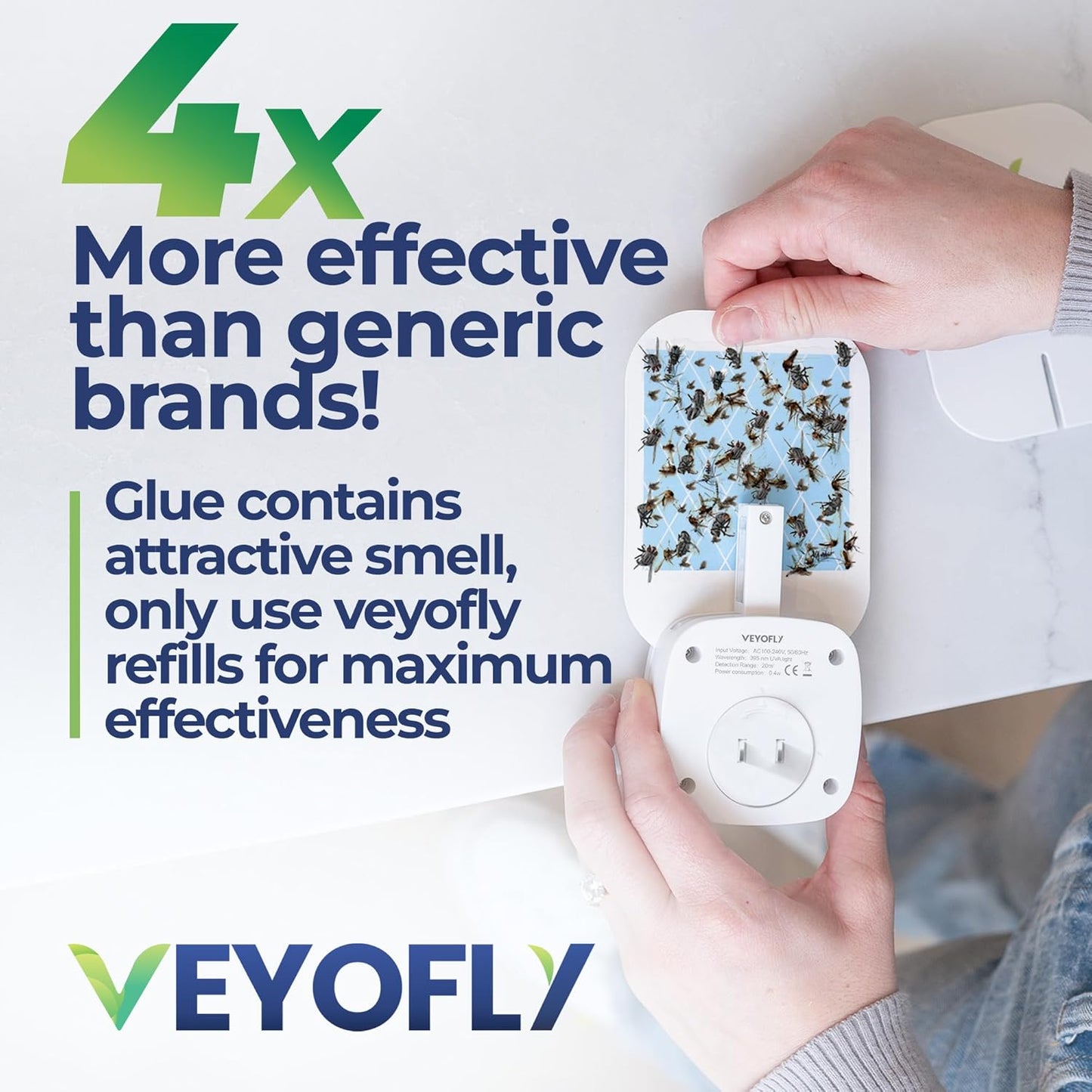 VEYOFLY Fly Trap Indoor, Fruit Fly Traps for Indoors Flying Insect (2 Device + 6 Refills) Gnat Traps for House Indoor, Bug Zapper Indoor, Gnat Killer Catcher & Fruit Fly Killer Light Plug in