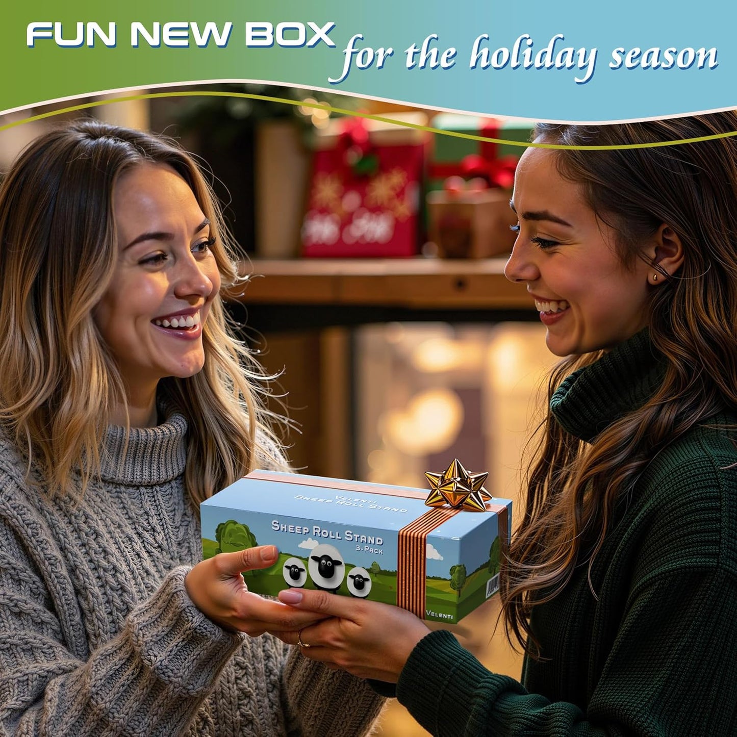 VELENTI Sheep Toilet Roll Holder - Funny Toilet Paper Holder Free Standing Bathroom Set - 3D Printed Black Sheep Loo Roll Holder - Hilarious Tissue Paper Roll Storage - Cute Bathroom Decor - Set of 3