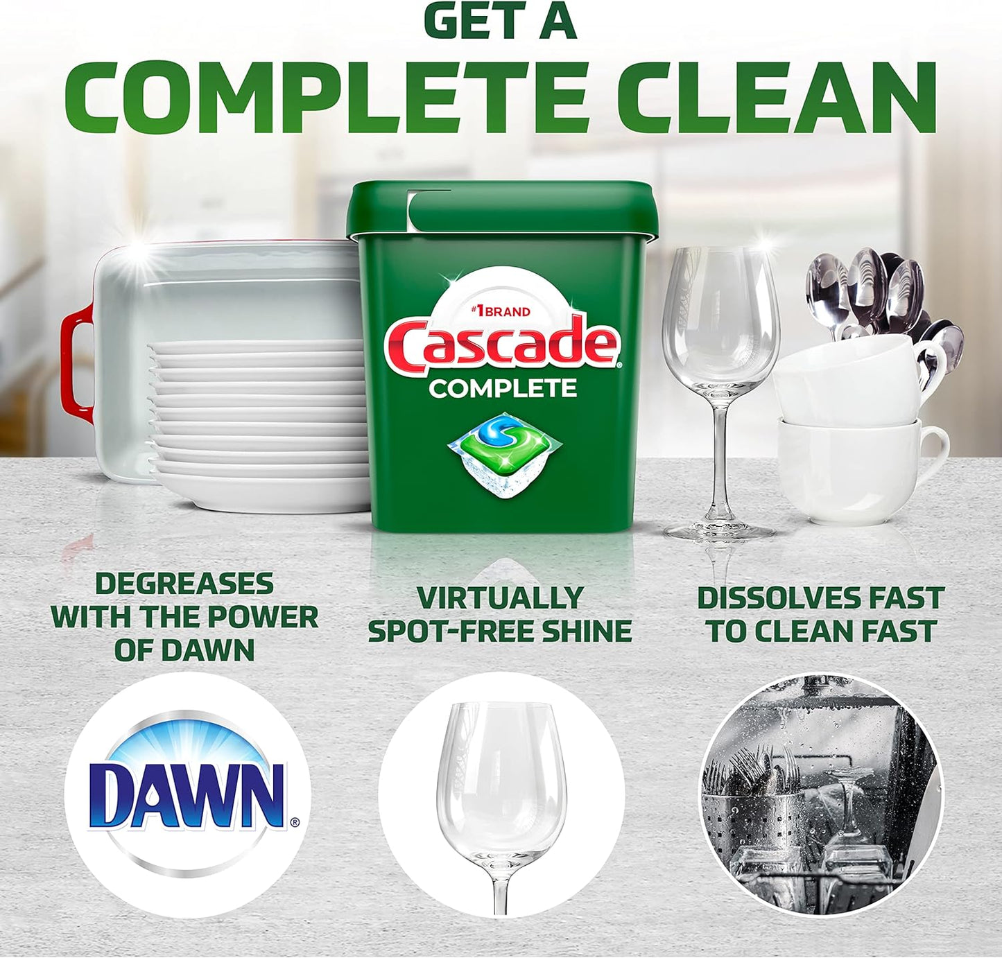 Cascade Complete Dishwasher Pods - Fresh Scent ActionPacs, Dishwasher Detergent, Dishwasher Soap, Detergent Pods, 78 Count
