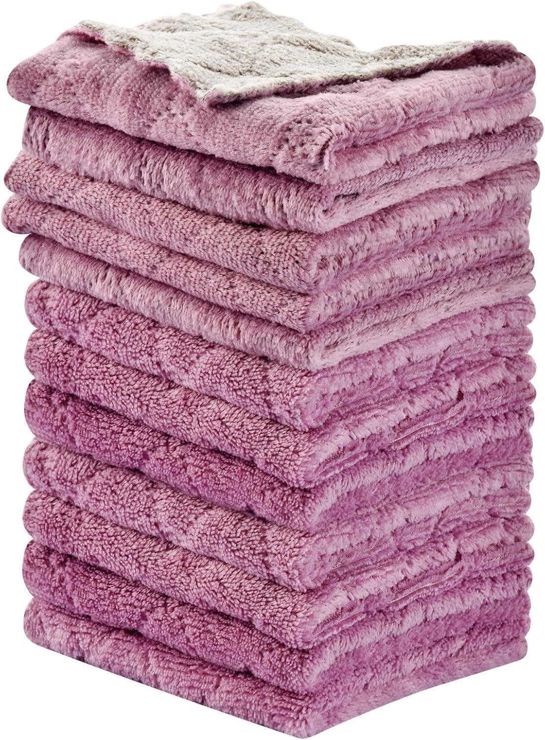 12PCS Double-Sided Microfiber Kitchen Towels, Reusable Cleaning Cloths 10x6 - Cart Shape