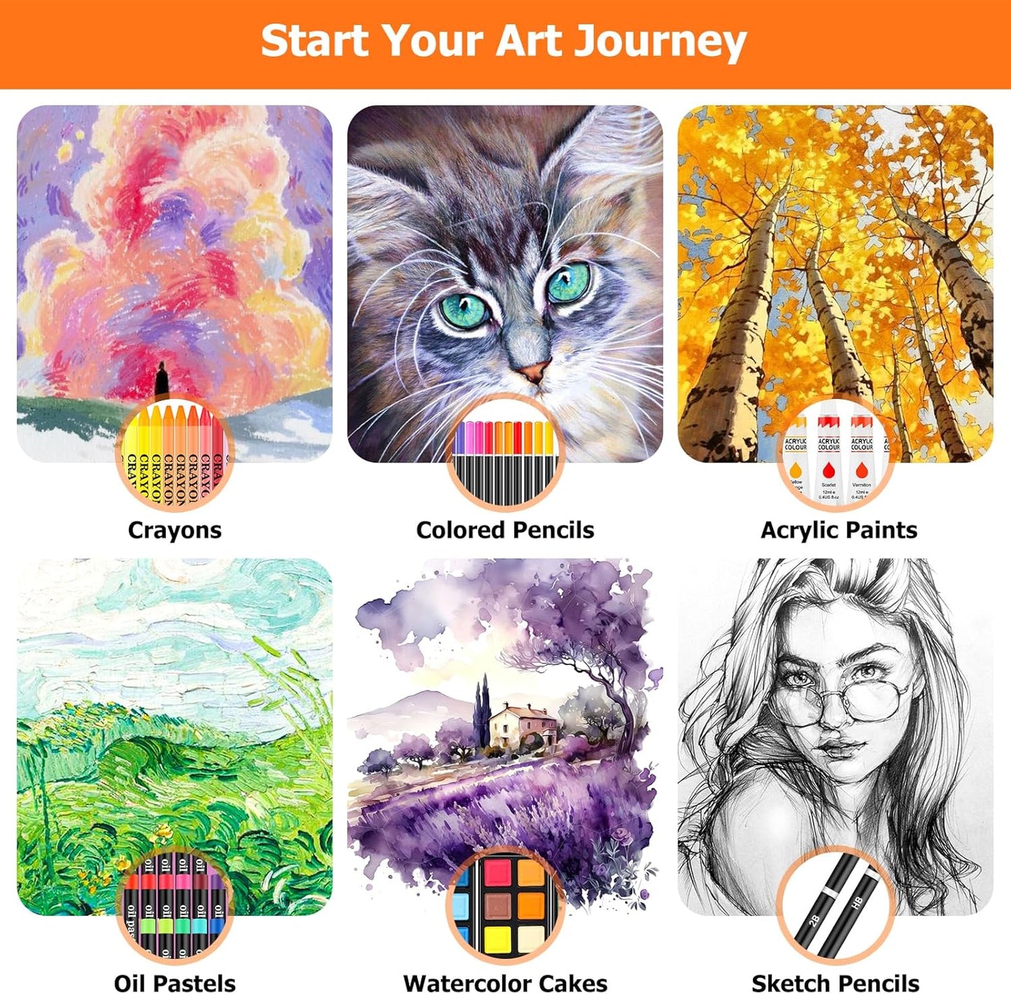 Soucolor Art Supplies, 192-Pack Deluxe Art Set Drawing Painting Supplies Kit with Acrylic Pad, Watercolor Pad, Sketch Book, Canvases, Acrylic Paint, Crayons, Pencils, Gifts for Artist Adults Teen Kids