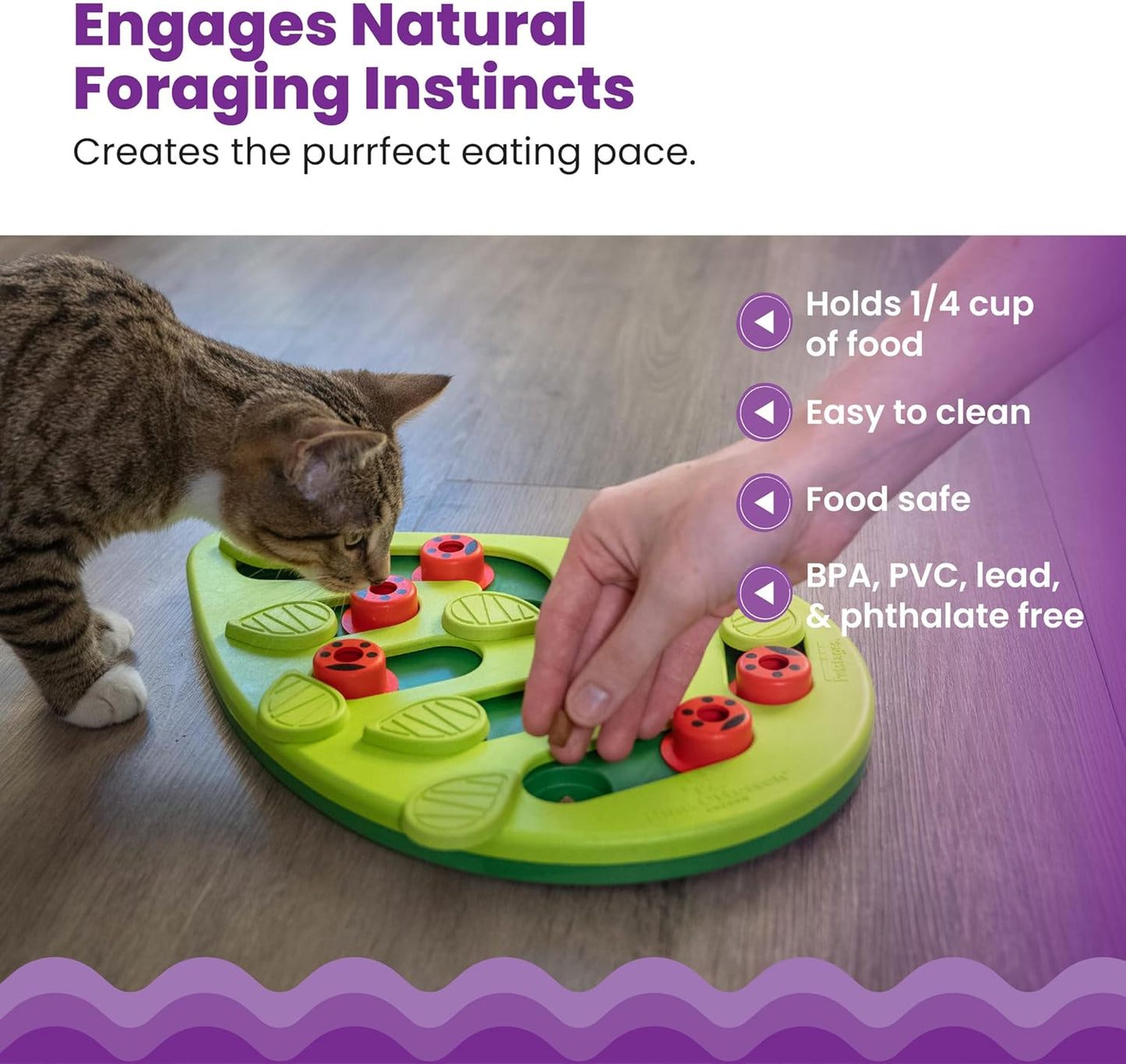 Catstages Nina Ottosson Buggin' Out Puzzle & Play – Interactive Cat Puzzle Feeder for Indoor Cats, 16 Hidden Treat Compartments, Slow Feeder, Durable & Easy-Clean
