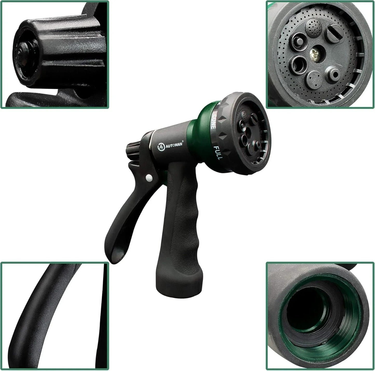 ABS Garden Hose Nozzle with 7 Spray Patterns, Slip-Resistant for All Uses - Cart Shape