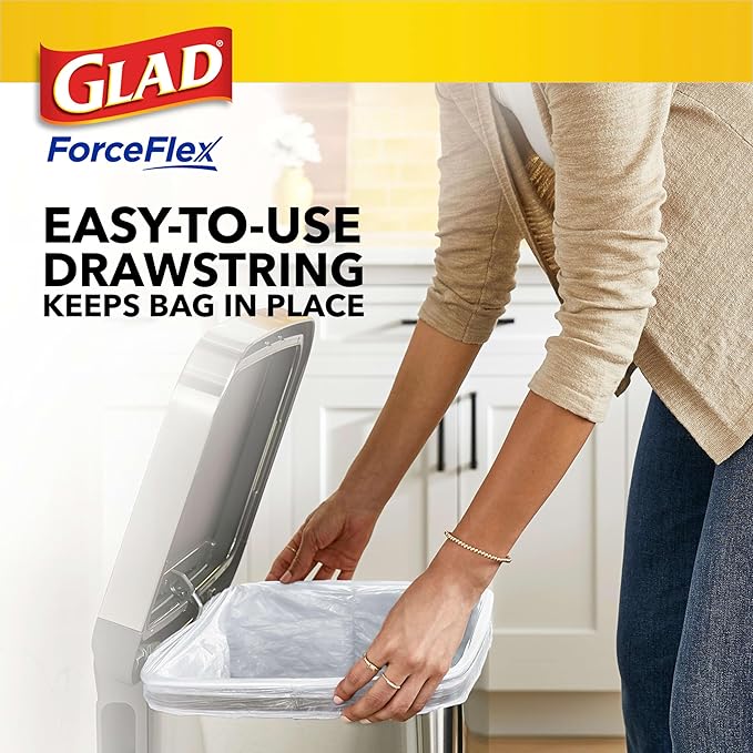Glad ForceFlex Tall Kitchen Trash Bags, 13 Gal, Gain Original with Febreze, 110 Ct (Pack May Vary)