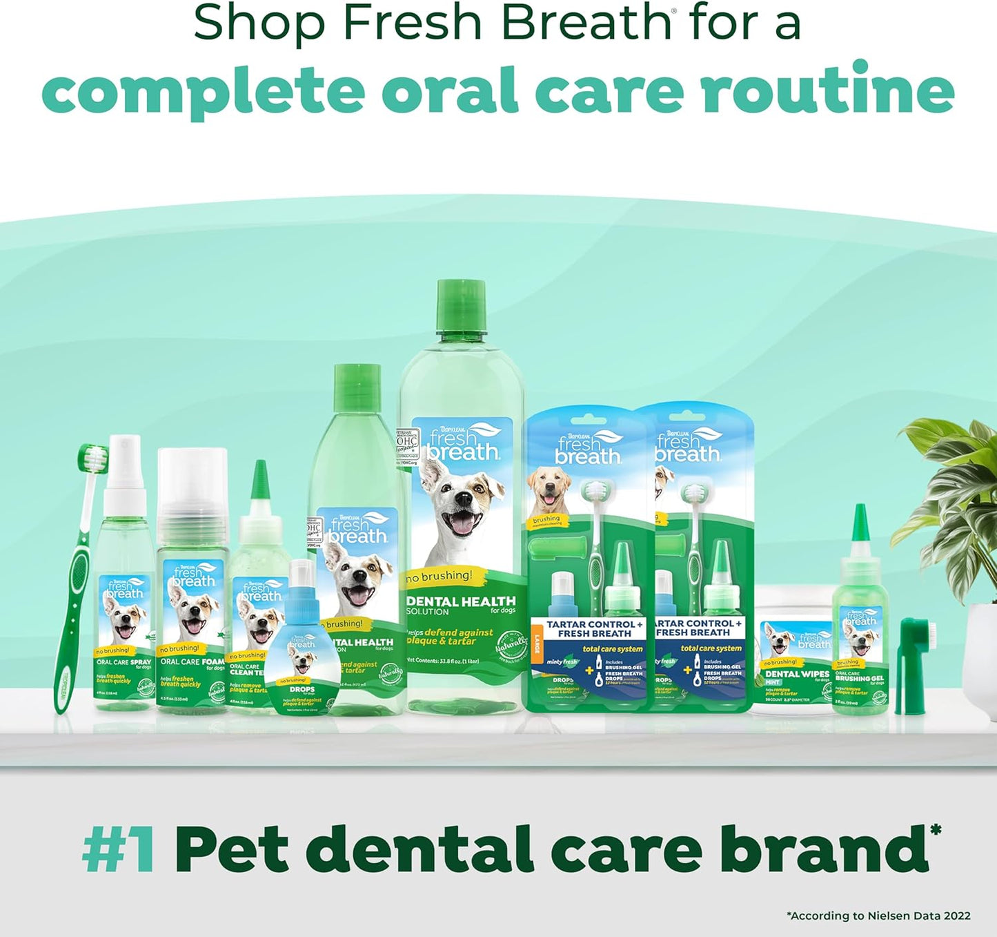 TropiClean Fresh Breath Water Additive for Dogs | Dog Breath Freshener & Teeth Cleaning Solution | No Toothpaste or Toothbrush Required | 33.8 oz