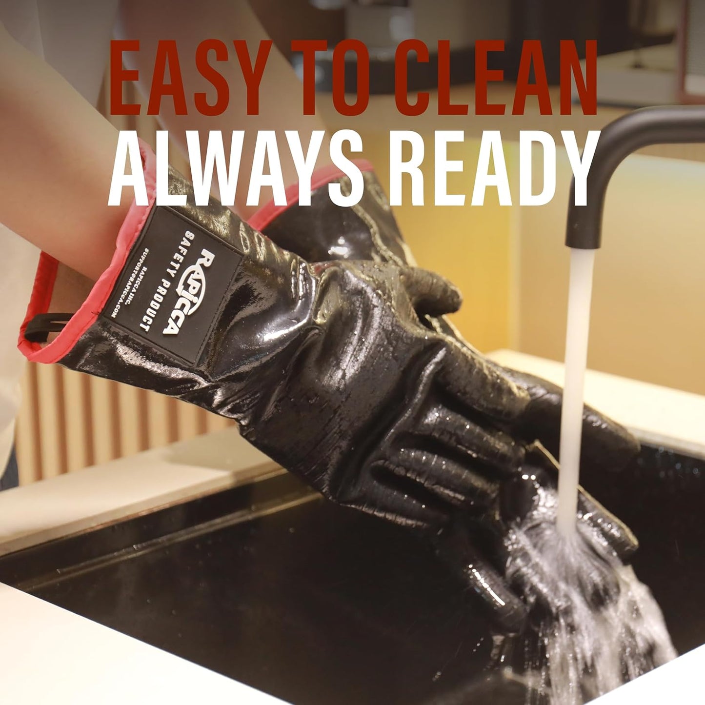 RAPICCA 932°F Heat Resistant BBQ Grill Gloves: Oil Resistant Waterproof for Smoking Grilling Cooking Barbecue Deep Frying Turkey Rotisserie Handling Hot Greasy Meat Stocking Stuffers - Long Sleeve