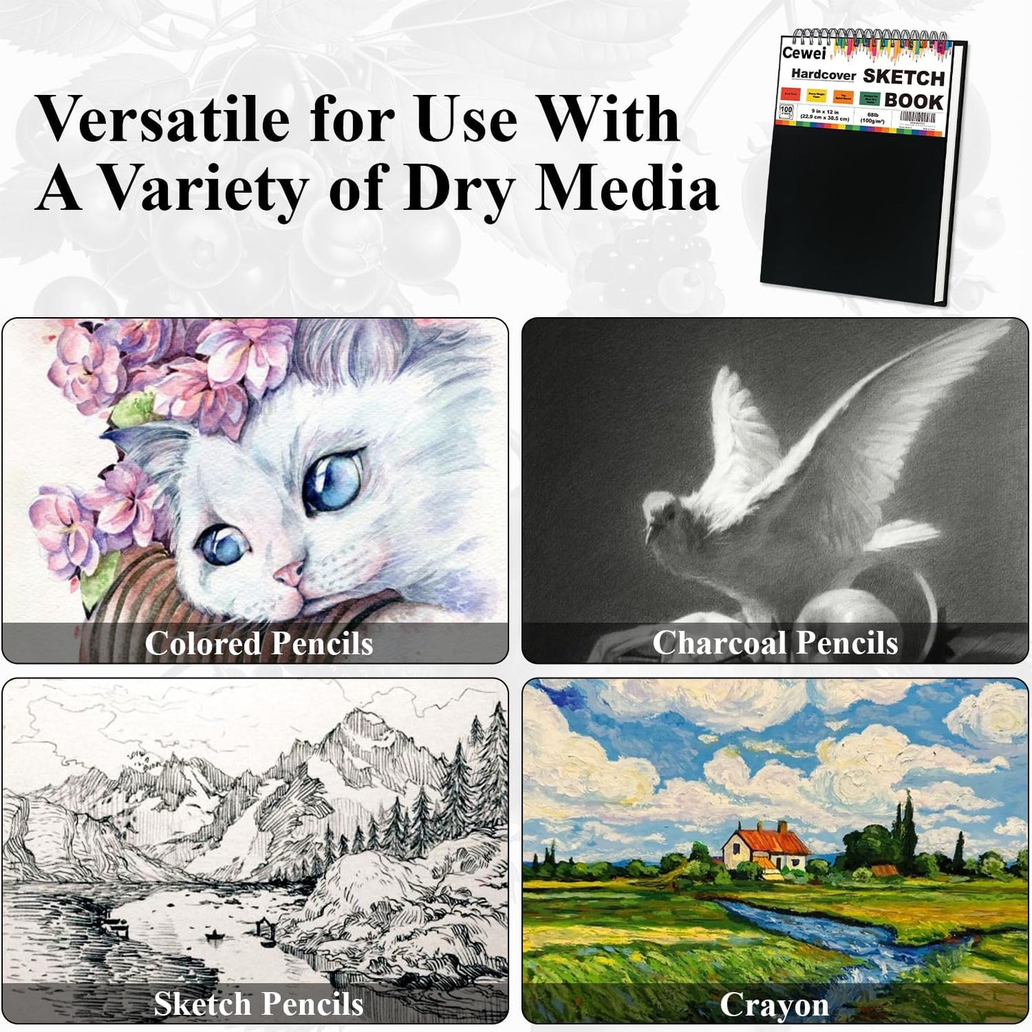 9" x 12" Sketch Book, Top Spiral Sketchbook, 100 Sheets Sketch Pad, (68 lb/100 GSM) Drawing Paper Pad, Drawing Pad for Kids, Artist Sketchbook for Drawing, Illustration & Art Supplies.