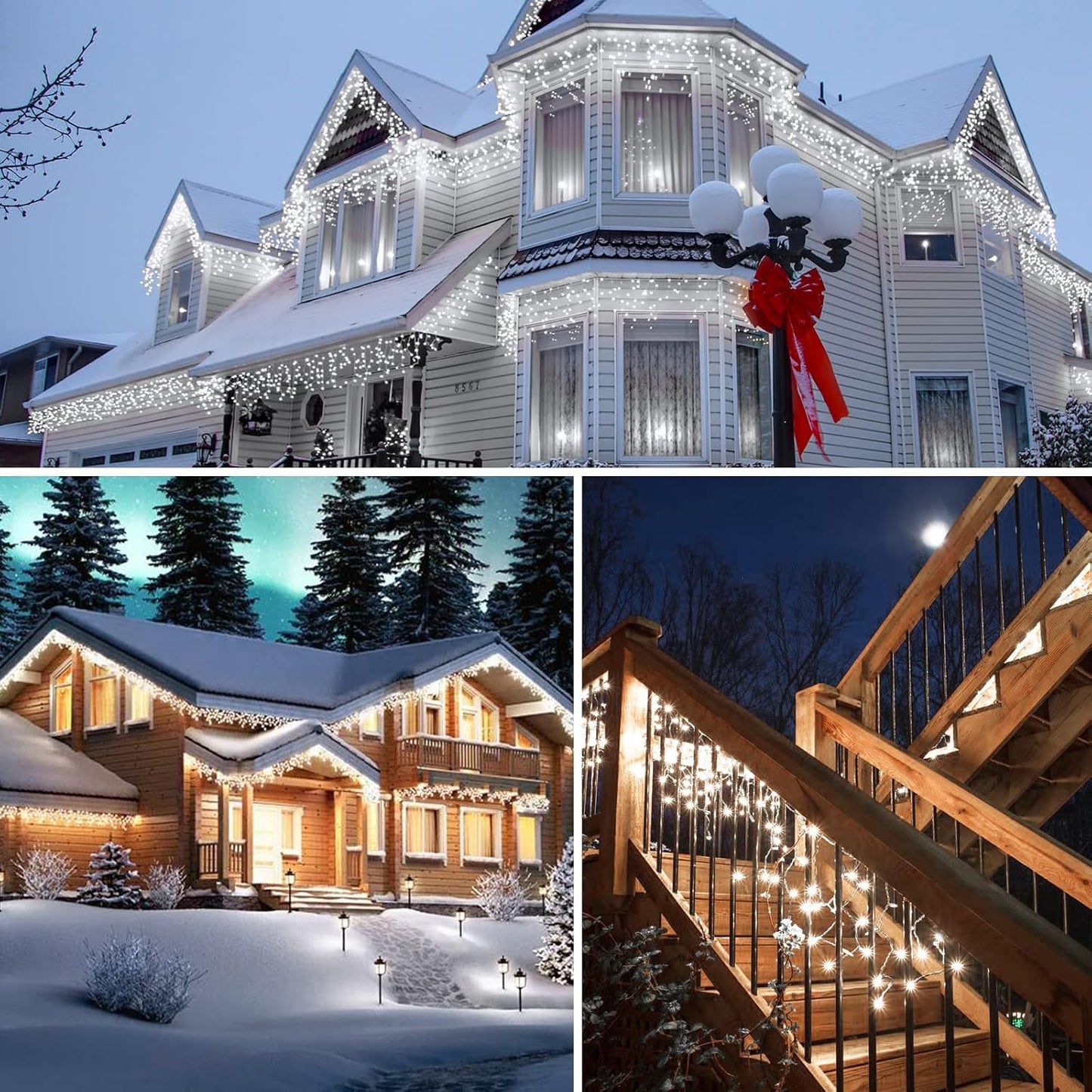 Icicle Christmas Lights Outdoor, 40Ft 432 LED Waterproof White Icicle Lights for Outside, 8 Lighting Modes Connectable String Light with Remote,Timer, 81 Drops Christmas Decorations for House Eaves