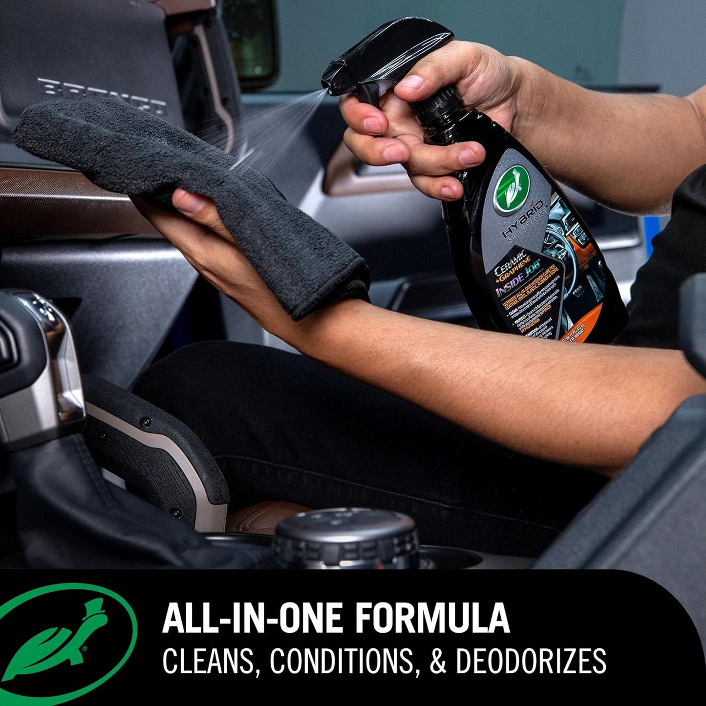 Turtle Wax Hybrid Solutions Inside Job, All Purpose Ceramic Interior Car Cleaner and Protectant, Cleans, Deodorizes and Protects Leather Car Seats, Vinyl, Rubber, and Plastic, 16 fl oz (Pack of 1)