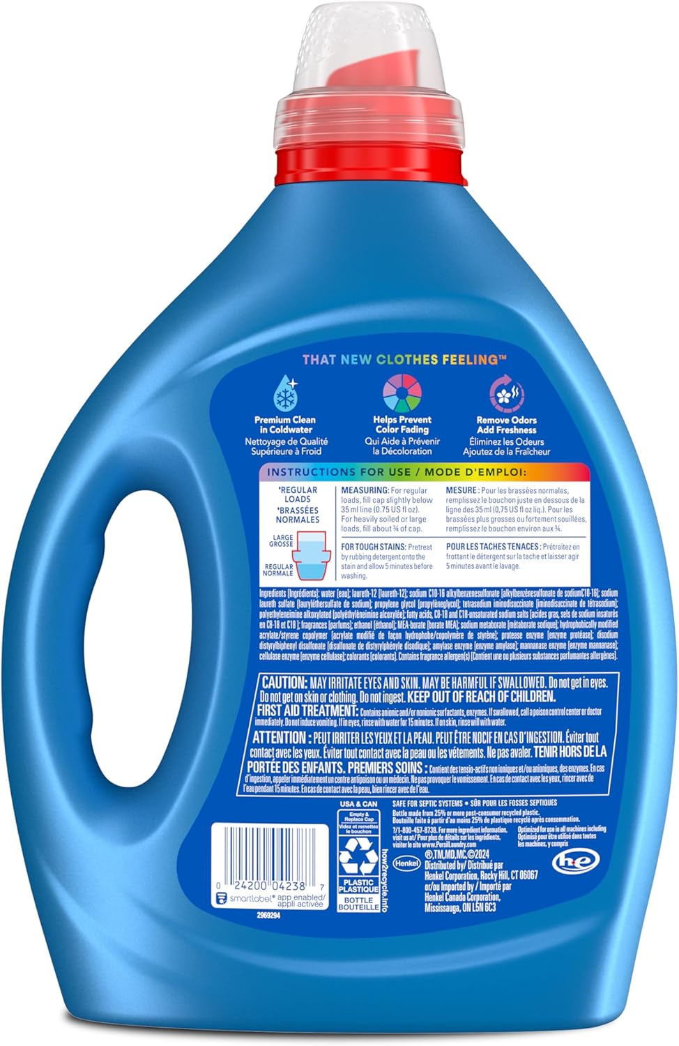 Persil Intense Fresh Everyday Clean, Liquid Laundry Detergent, High Efficiency (HE), Deep Stain Removal, 2X Concentrated, 82.5 fl oz, 110 Loads