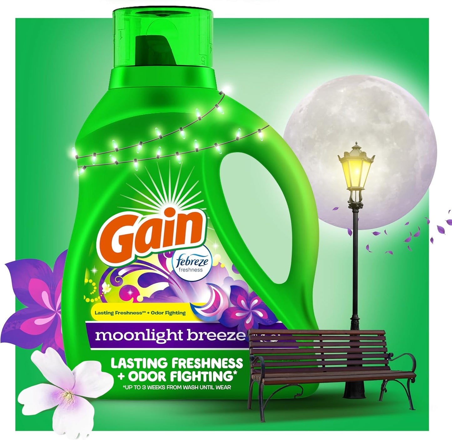Gain + Aroma Boost Liquid Laundry Detergent, Moonlight Breeze Scent, 107 Loads, 154 Fl Oz, HE Compatible with Febreze and Oxi (125)