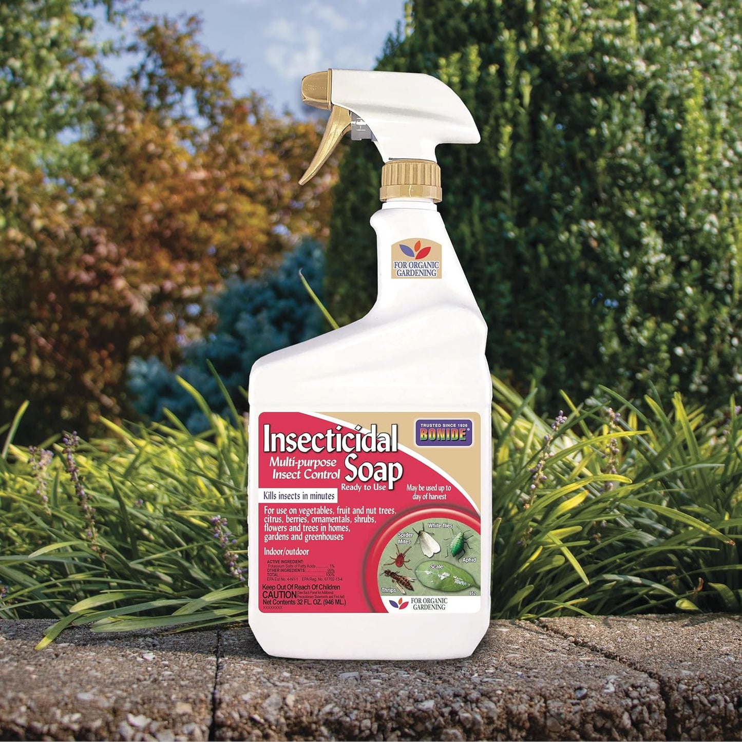 Bonide Insecticidal Soap, 32 oz Ready-to-Use Spray Multi-Purpose Insect Control for Organic Gardening Indoor and Outdoor