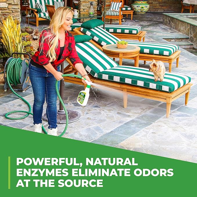 Simple Green Outdoor Odor Eliminator for Pets, Dogs, Ideal for Artificial Grass & Patio (32 oz Hose End Sprayer & 1 Gallon Refill)