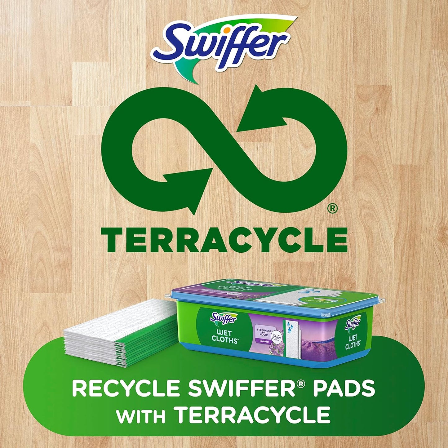 Swiffer Sweeper Wet Mopping Pad Refills for Floor Mop with Febreze Lavender Scent, 12 Count (Packaging May Vary)