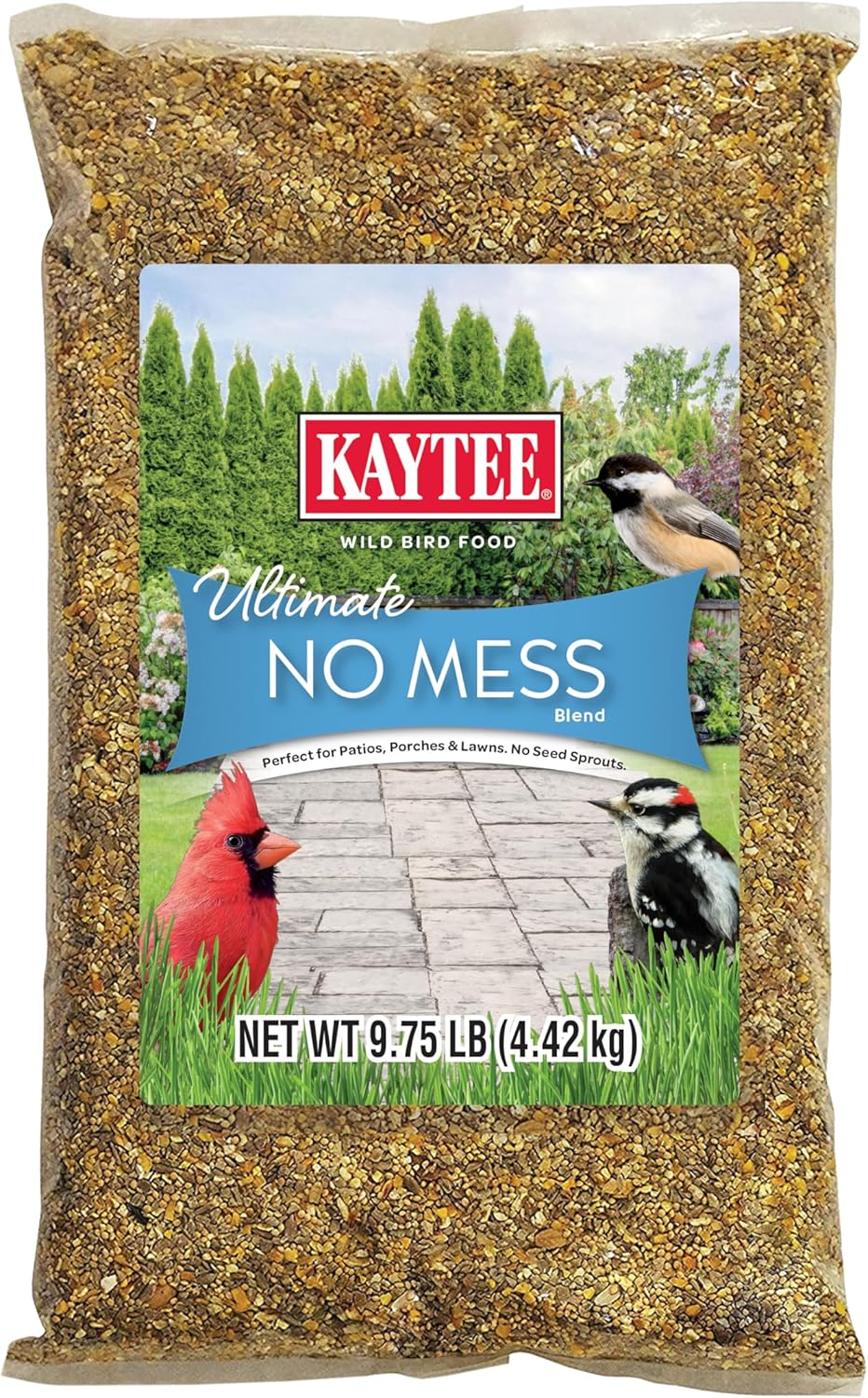 Kaytee Wild Bird Ultimate No Mess Wild Bird Food Seed For Cardinals, Finches, Chickadees, Nuthatches, Woodpeckers, Grosbeaks, Juncos and Other Colorful Songbirds, 9.75 Pound