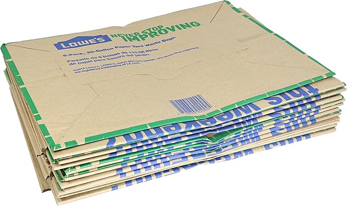 Lowe's 30 Gallon Heavy Duty Brown Paper Lawn and Refuse Bags for Home and Garden (10 Count), Large (LOWESLL)