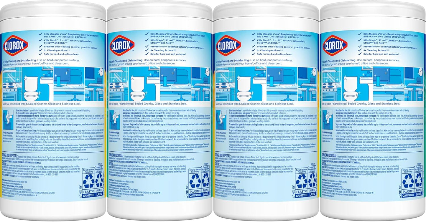 Clorox Disinfecting Cleaning Wipes Variety Pack, 75 Count Each, Pack of 4 (Package May Vary)